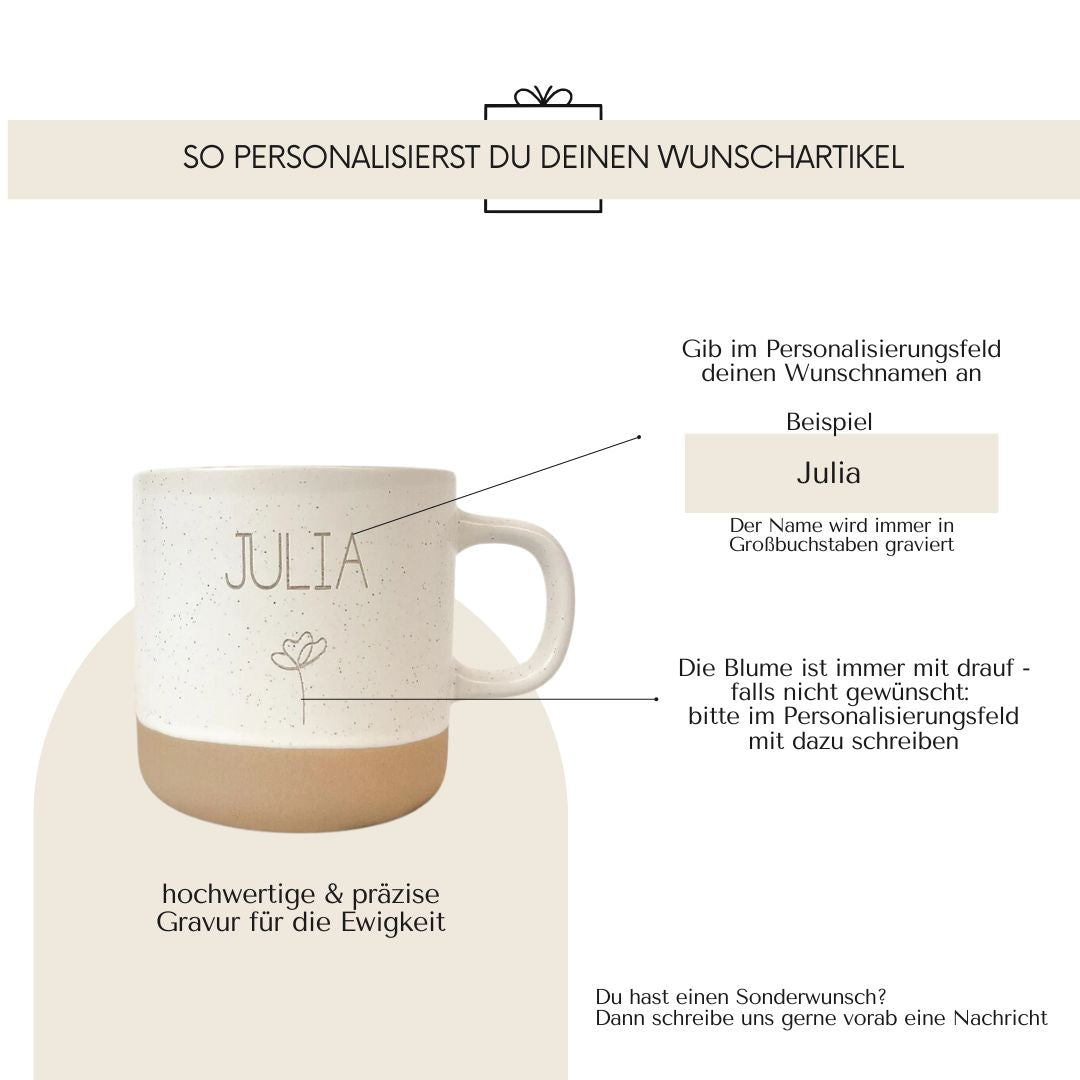 Tasse · Name mit Blume