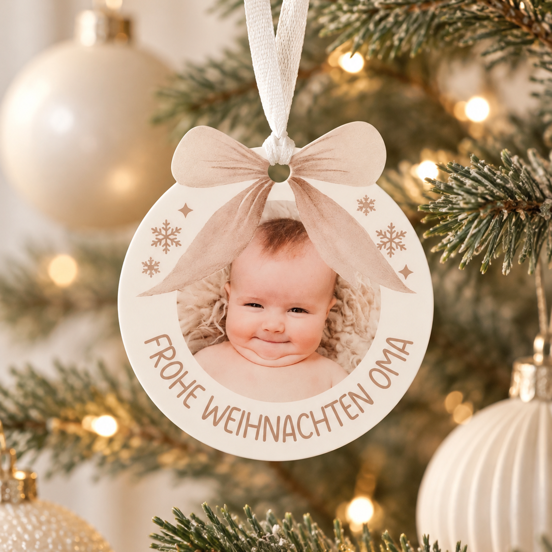 Weihnachtsbaumanhänger · Frohe Weihnachten (mit eigenem Foto)