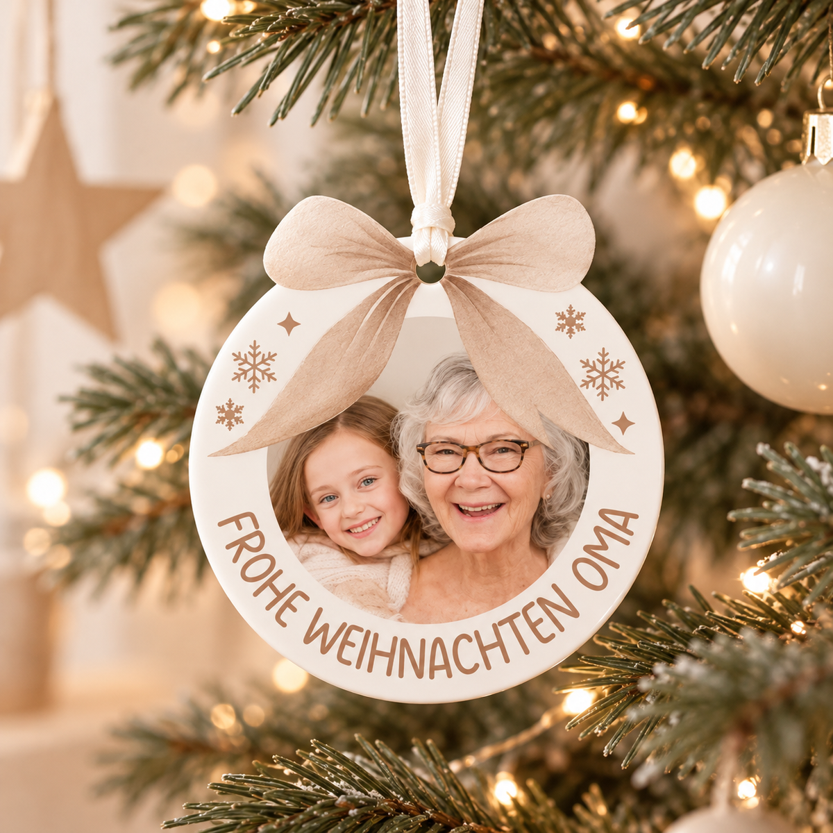 Weihnachtsbaumanhänger · Frohe Weihnachten (mit eigenem Foto)