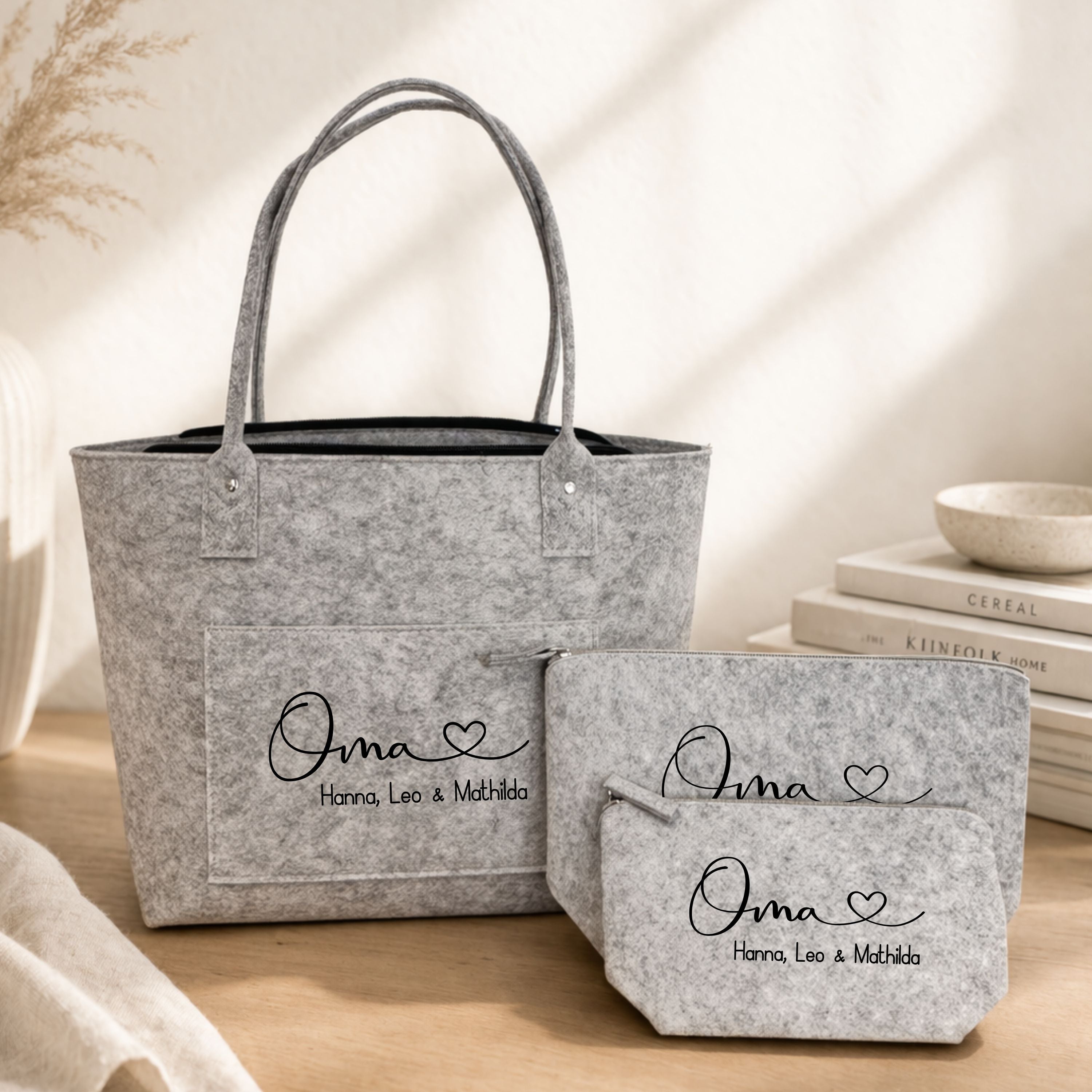 Filztaschen Set · Oma + Namen