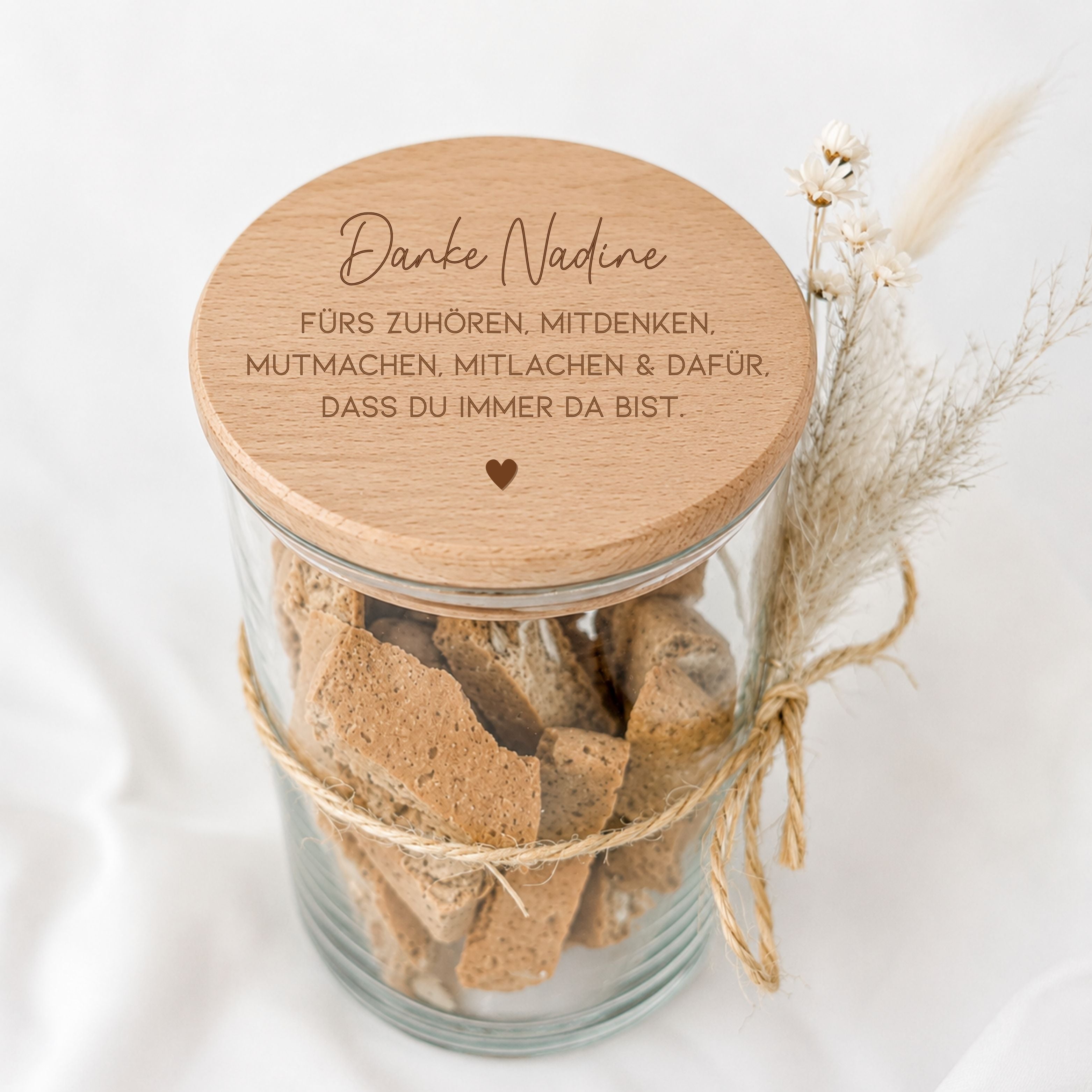 Vorratsglas · Danke Name + Spruch II