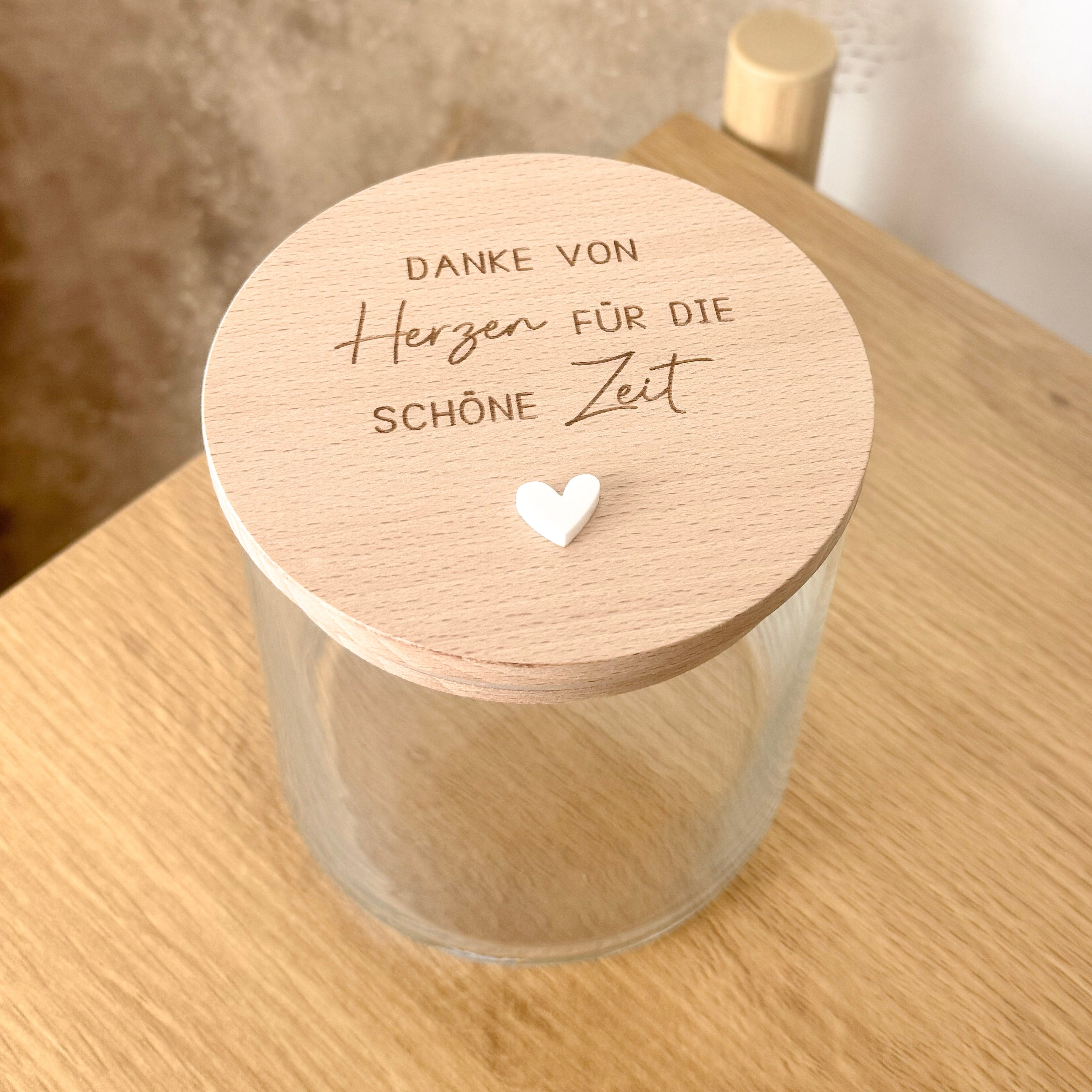 Vorratsglas · Danke von Herzen für die schöne Zeit
