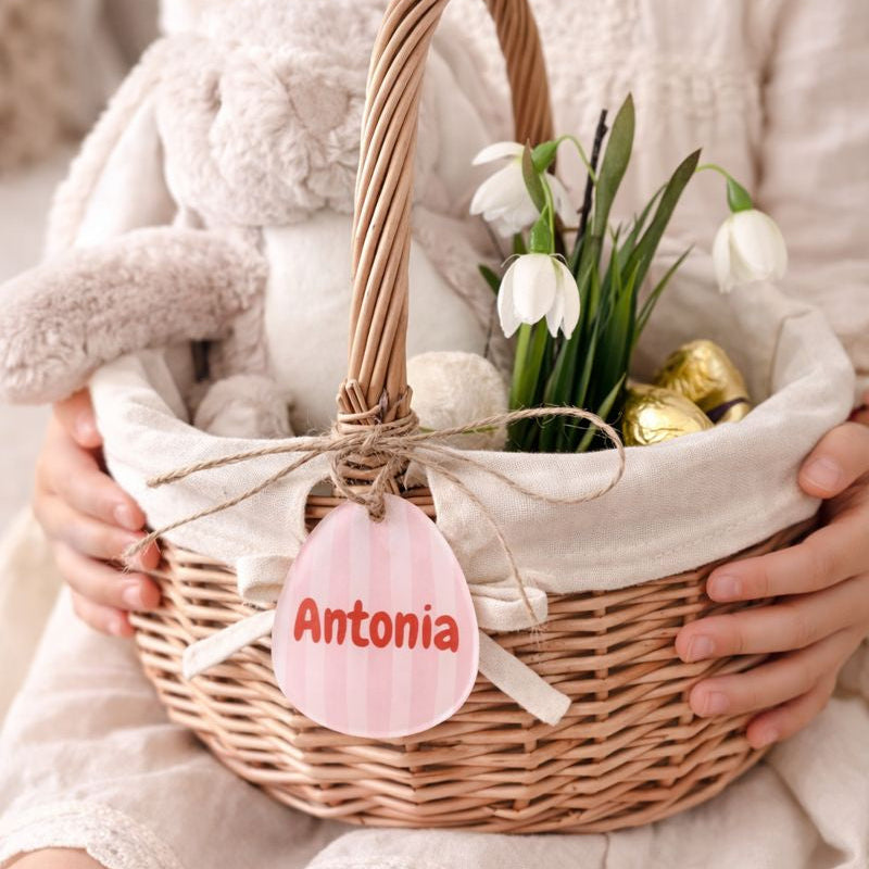 Osterkörbchen mit Osterei-Anhänger Acryl · Wunschname