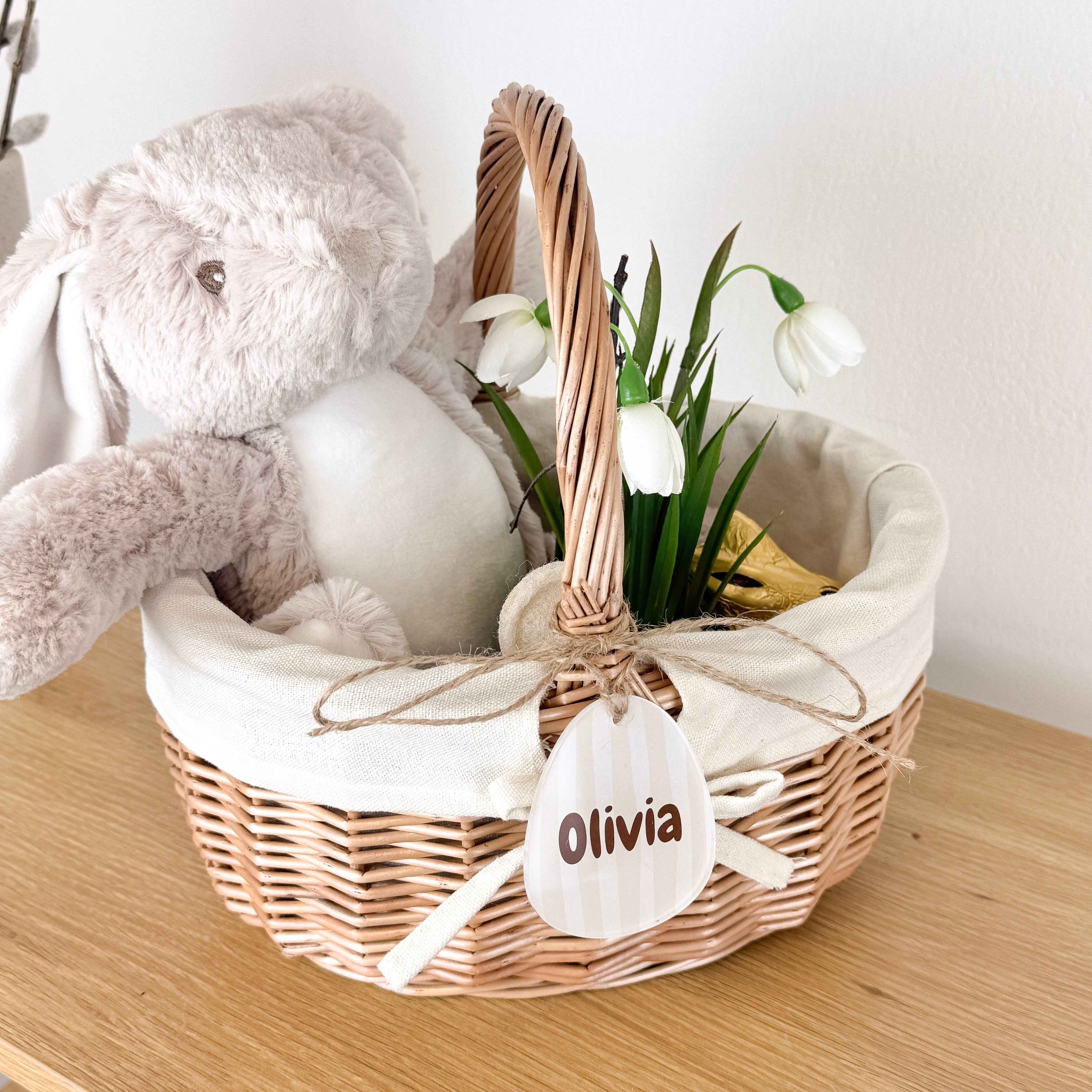 Osterkörbchen mit Osterei-Anhänger Acryl · Wunschname