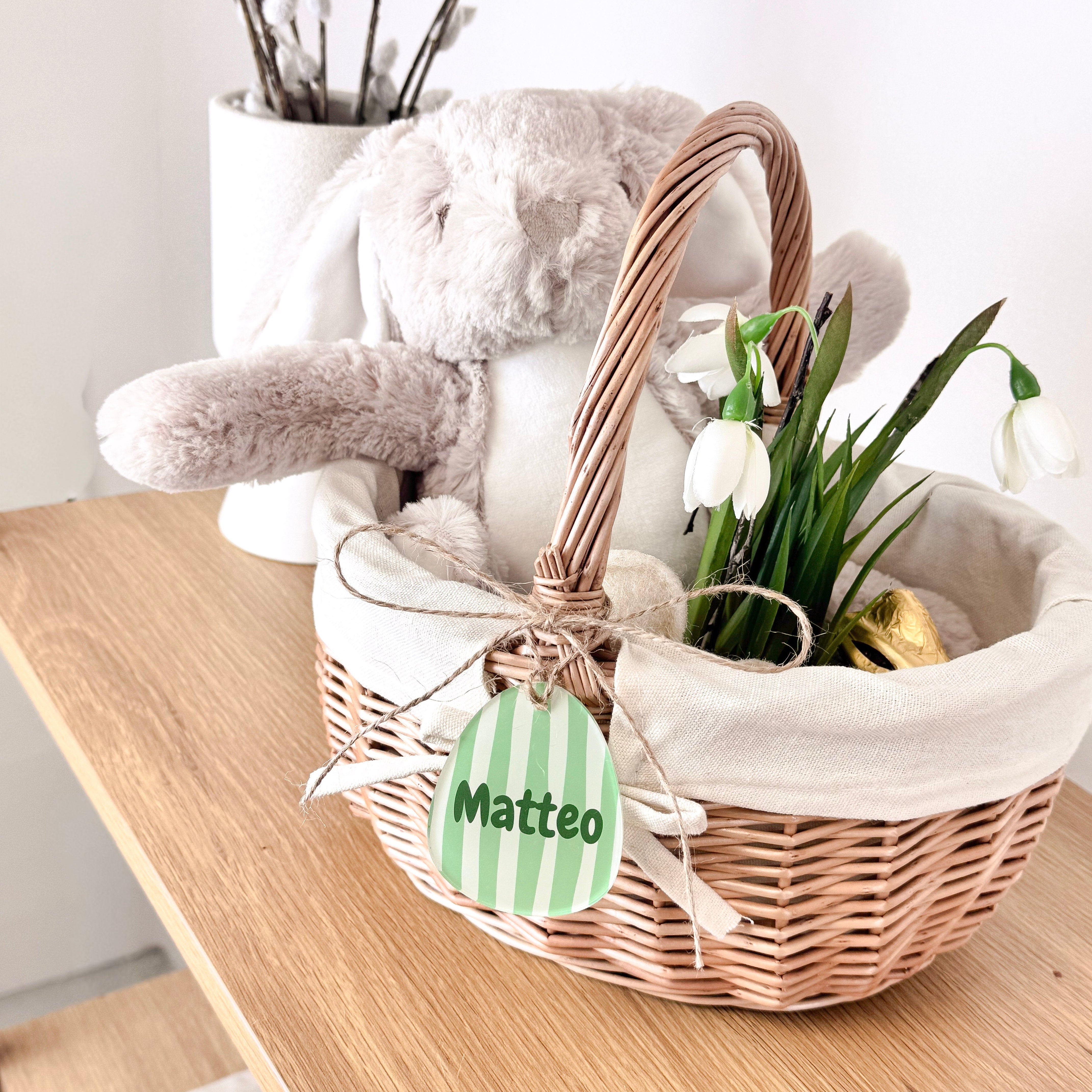 Osterkörbchen mit Osterei-Anhänger Acryl · Wunschname