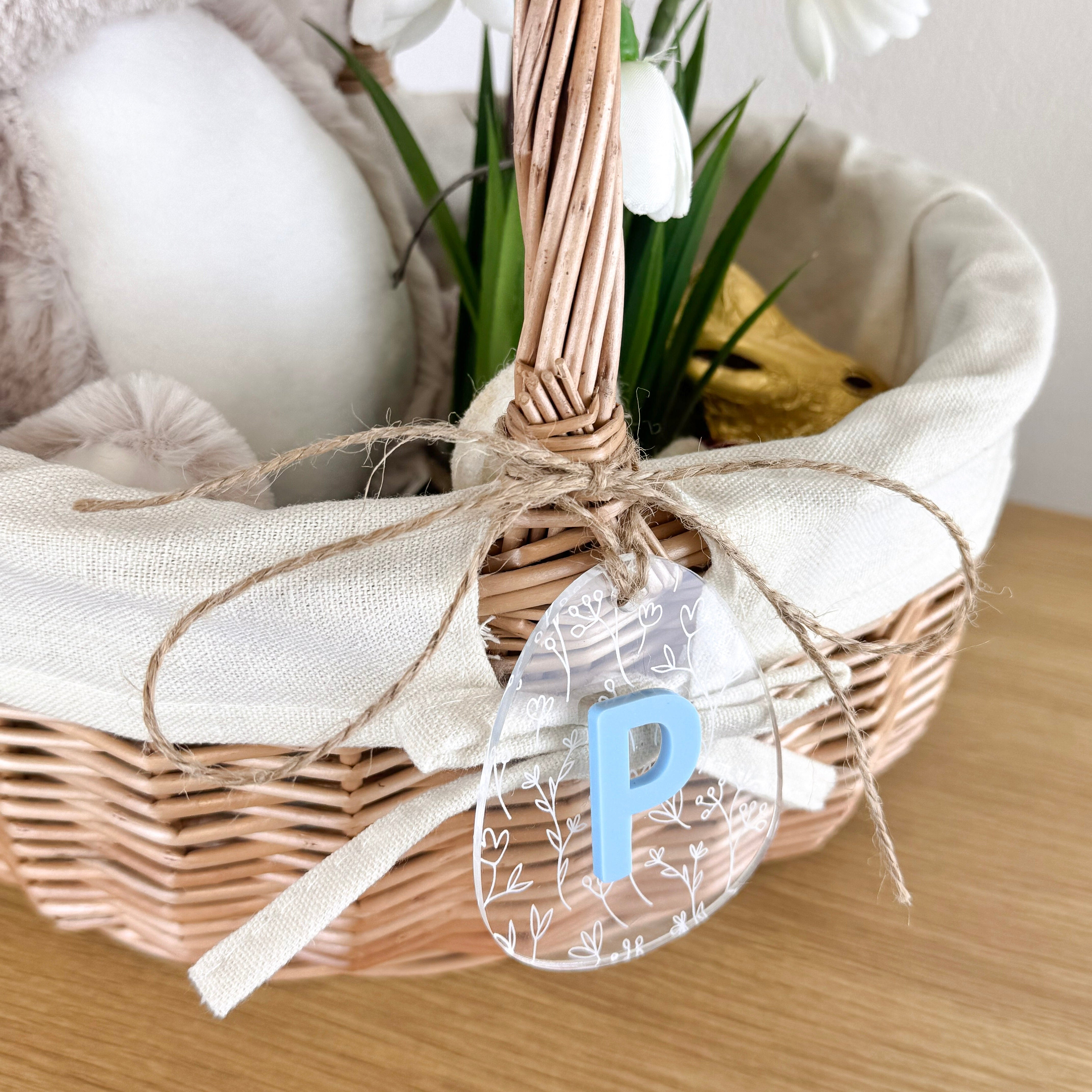 Osterkörbchen mit Osterei-Anhänger Transparent · Wunschname