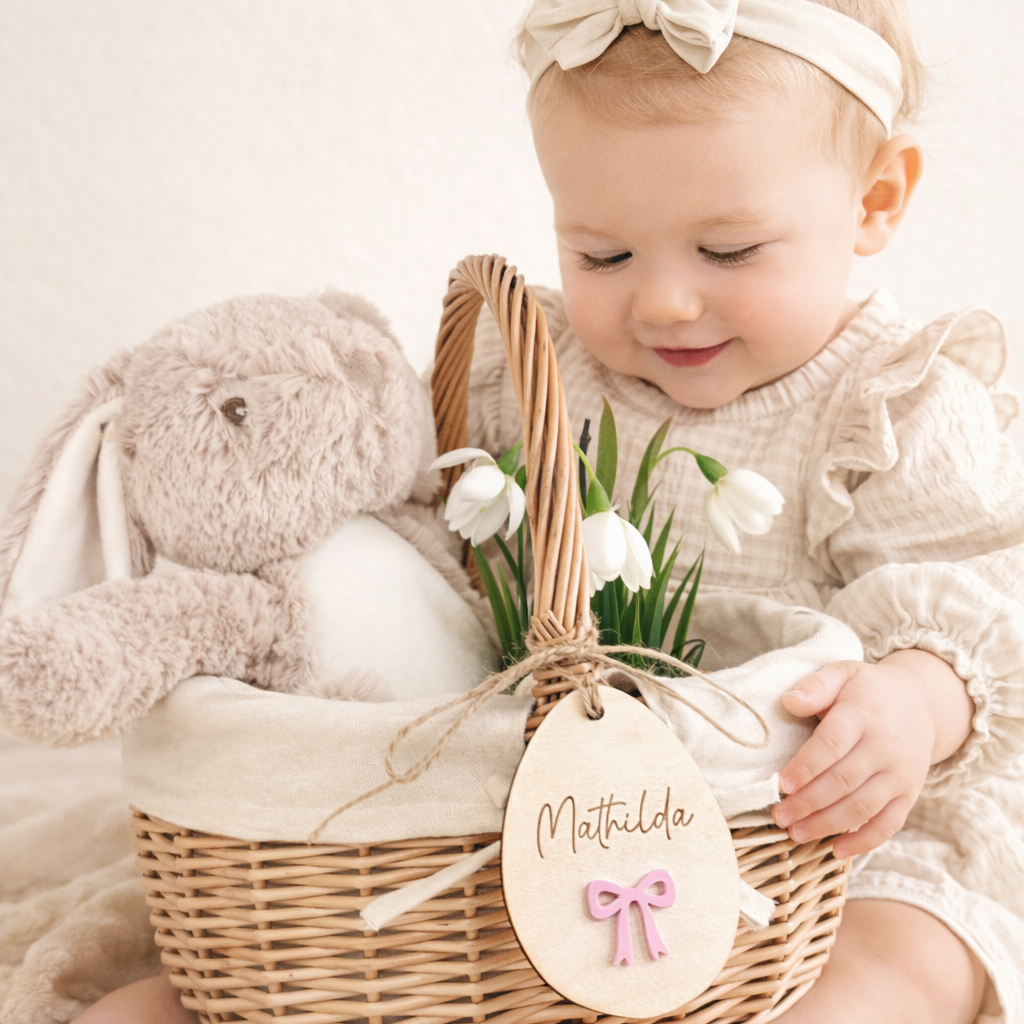 Osterkörbchen mit Osterei-Anhänger Schleife · Wunschname