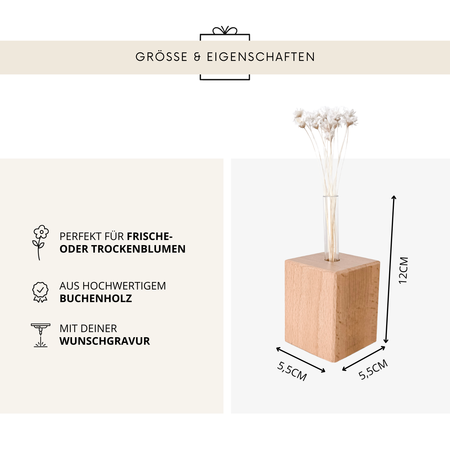 Holzvase mit Schleife · Hochzeit