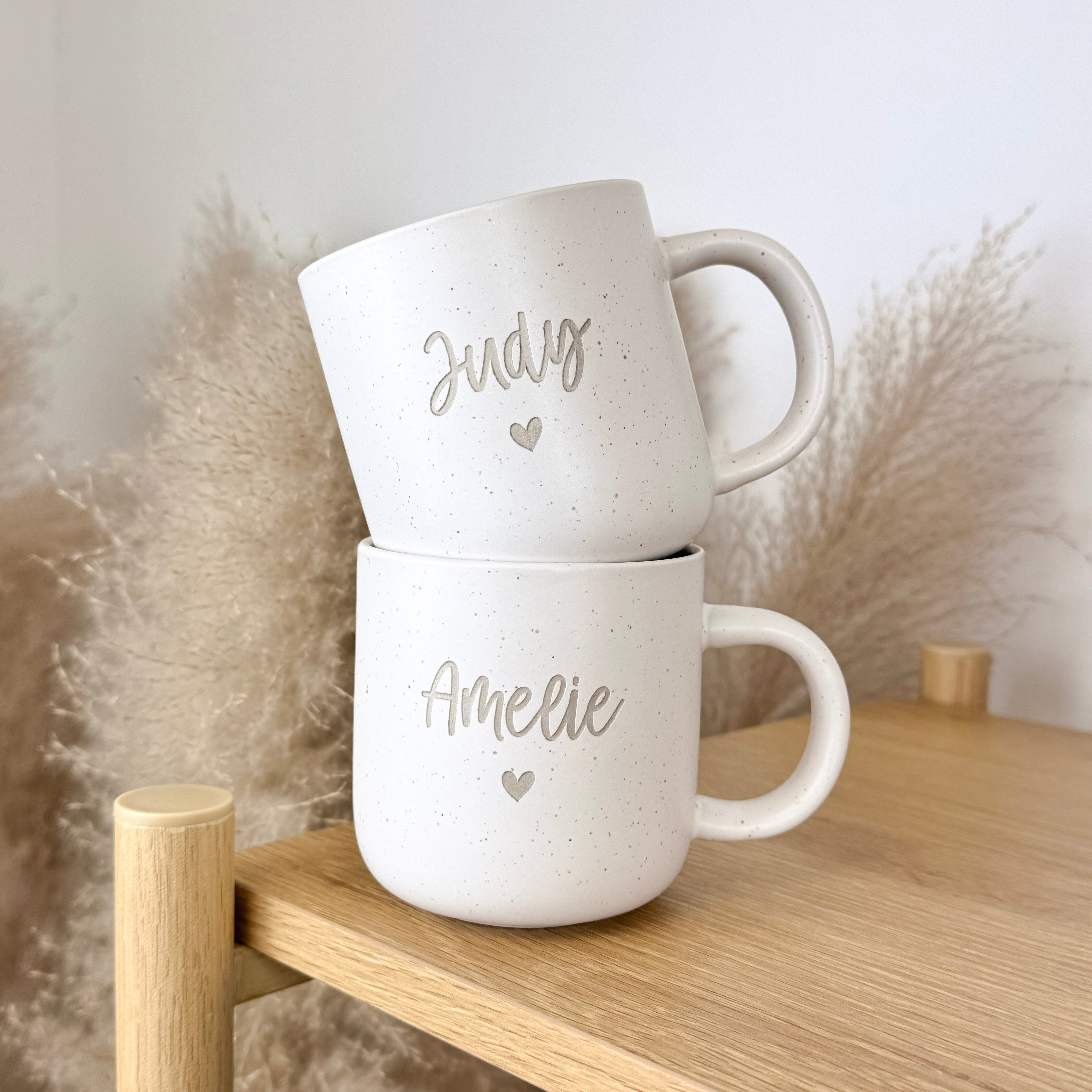 Tasse · Name + Herz (weiß)