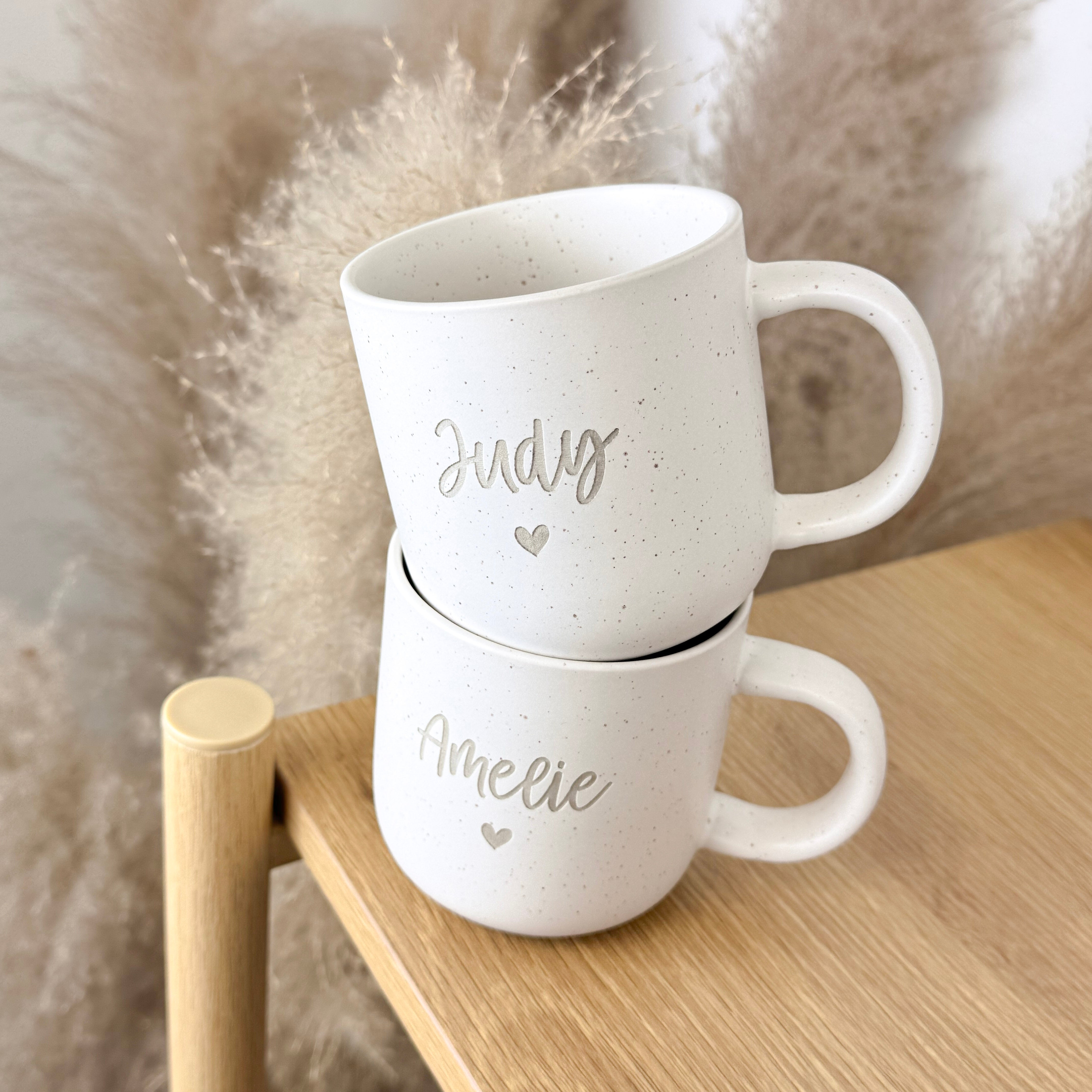 Tasse · Name + Herz (weiß)