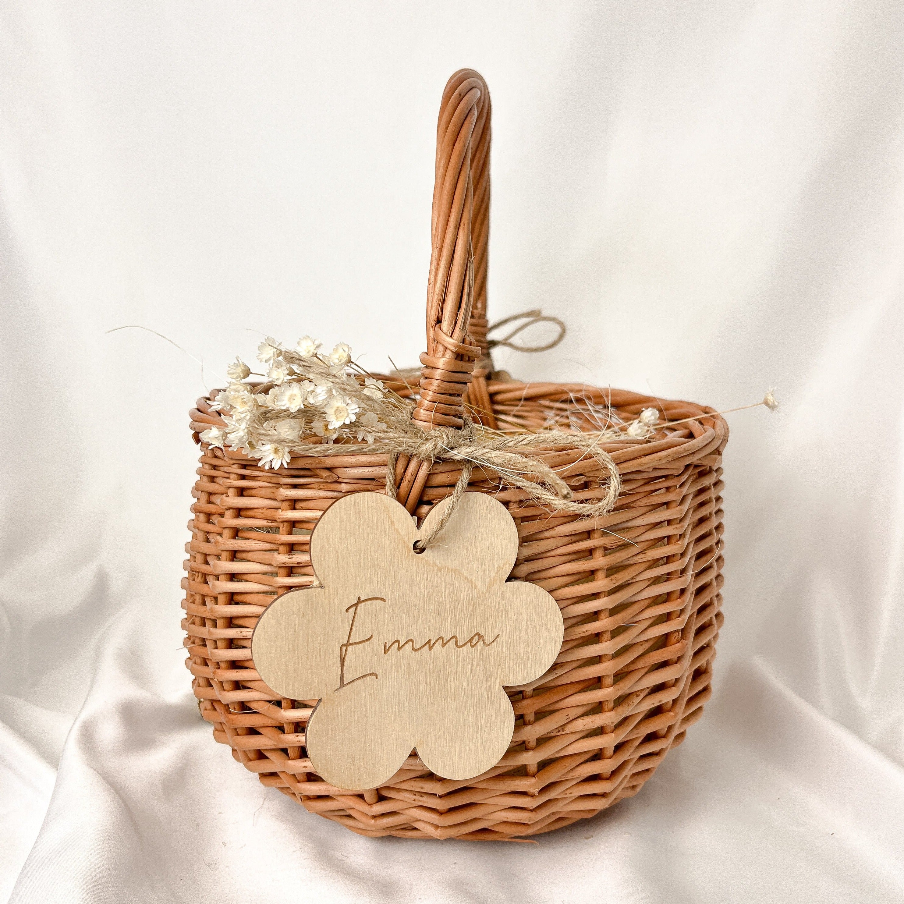 Anhänger · Blume + Name mit Korb