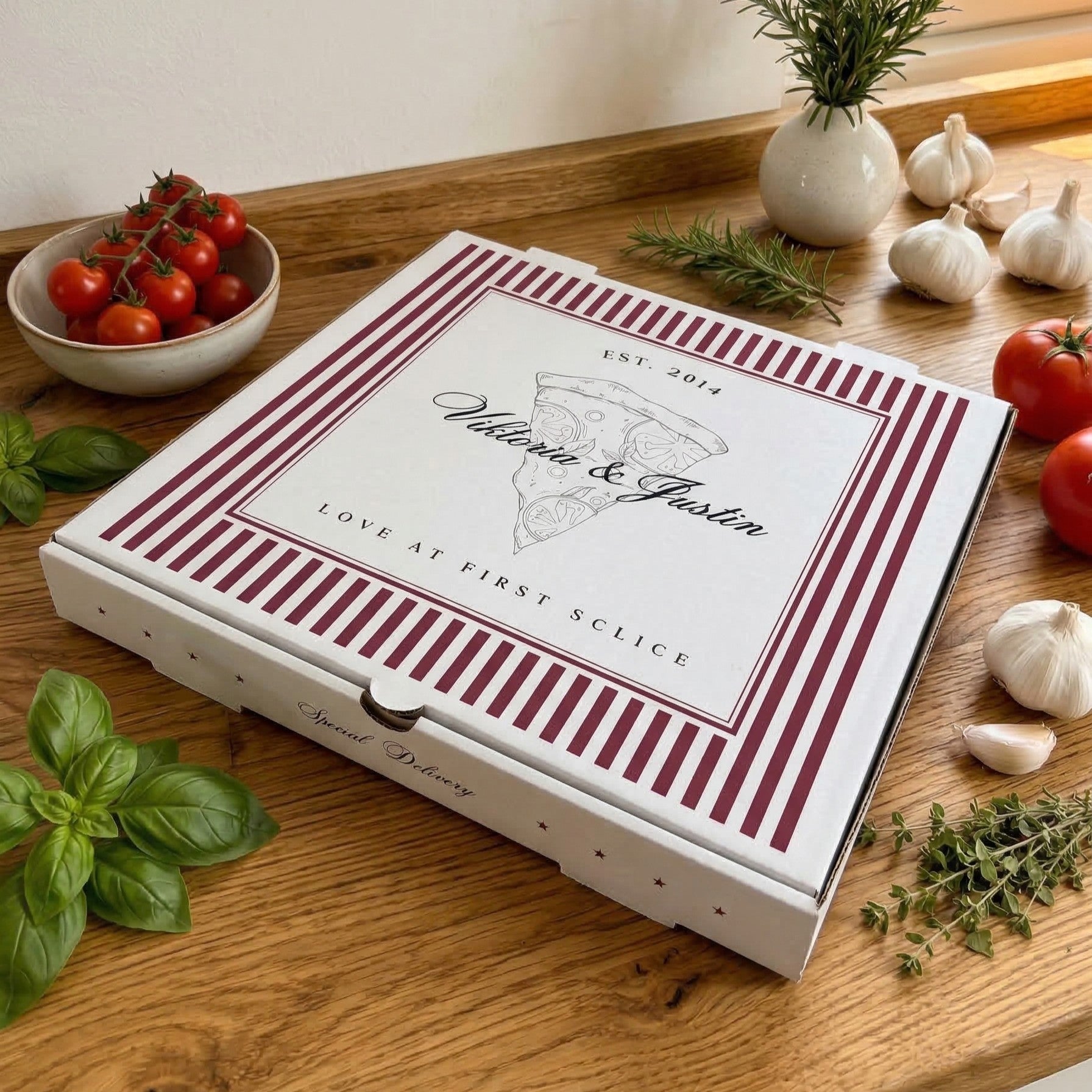 Pizzabrett + Karton · Hochzeit