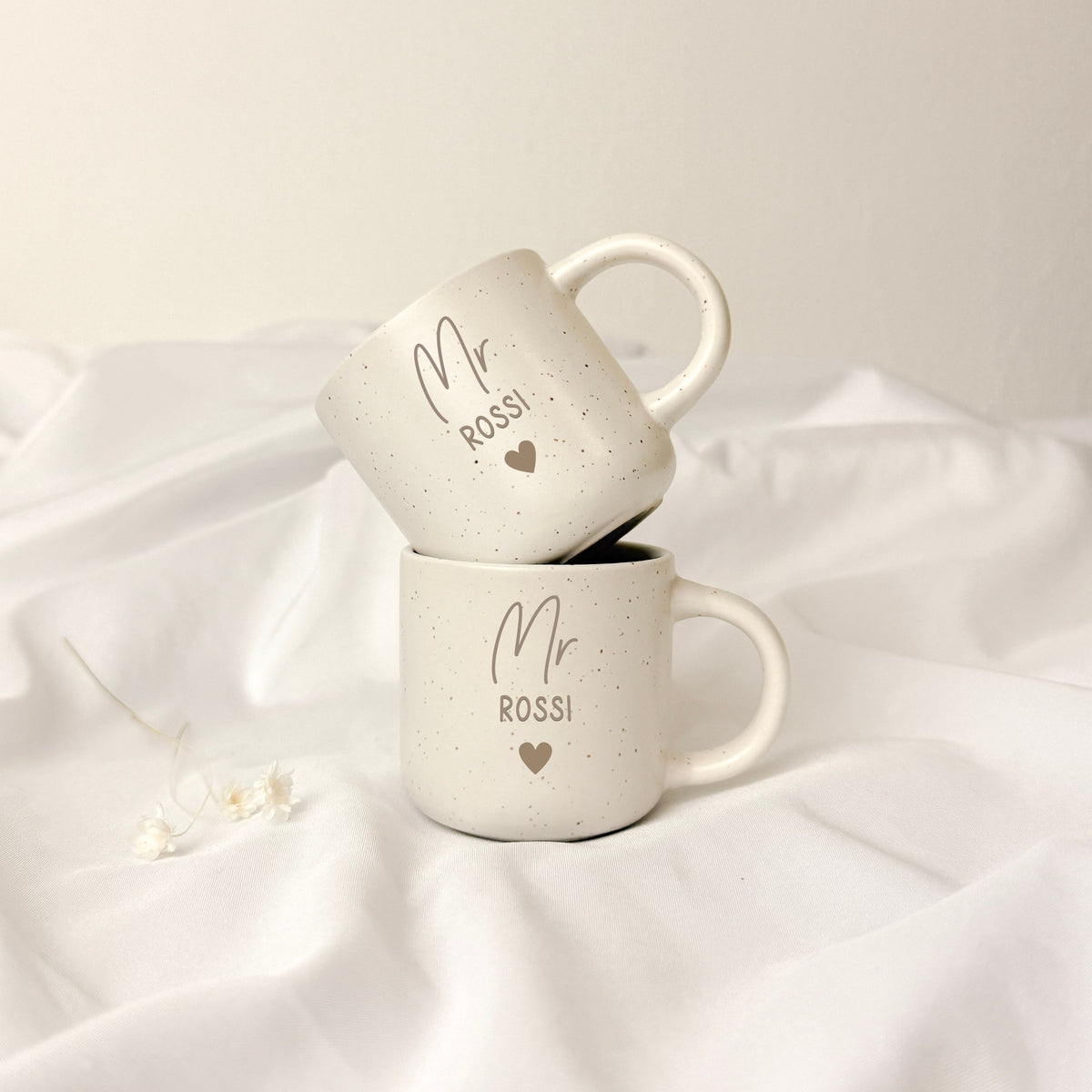Espressotassen + Tablett · Mr & Mrs + Name (Set)