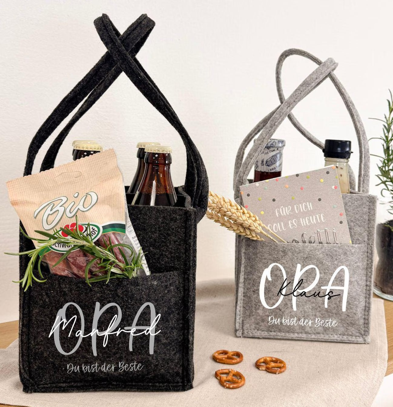 Flaschenträger · Herrenhandtasche Opa Papa