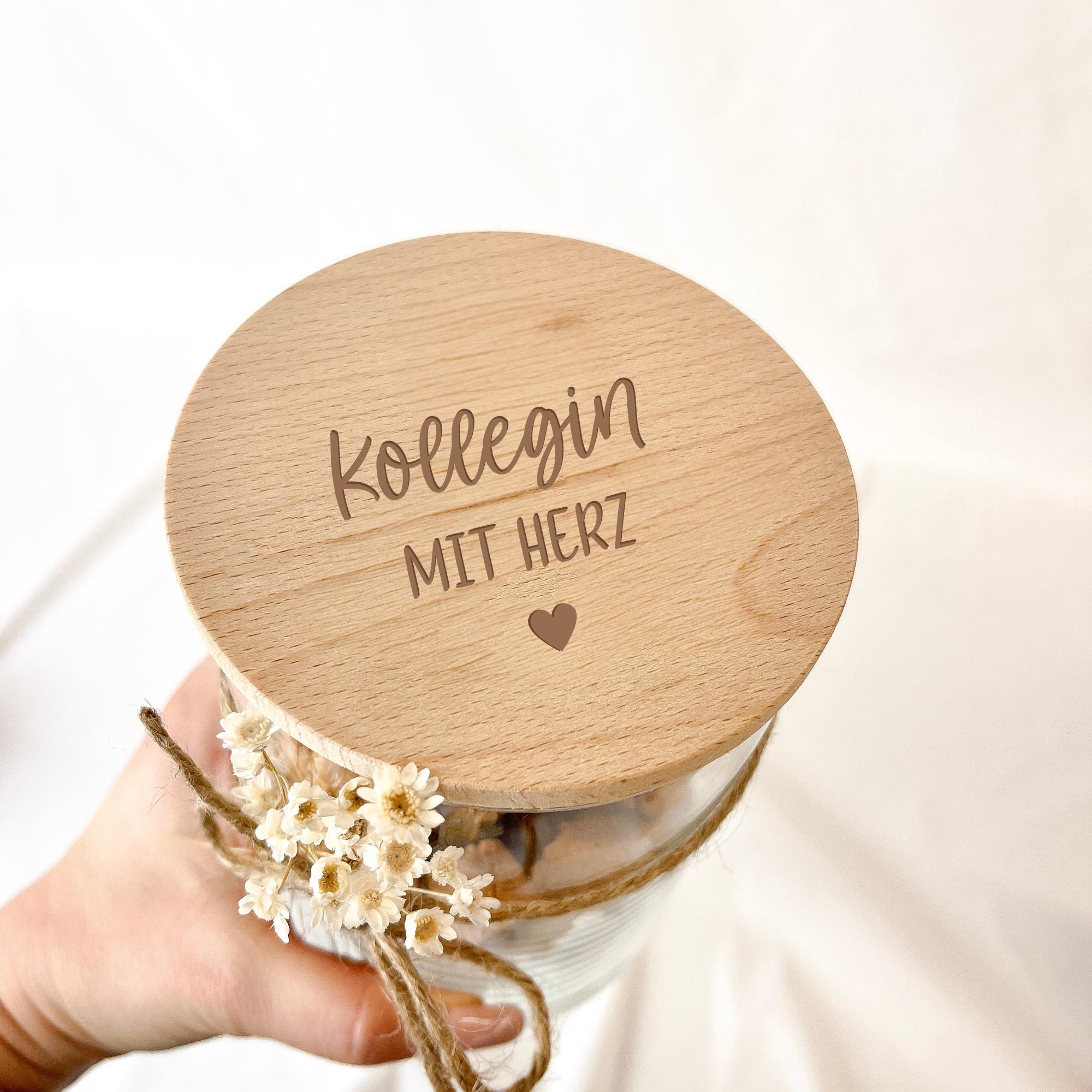Vorratsglas · Kollegin mit Herz + Name