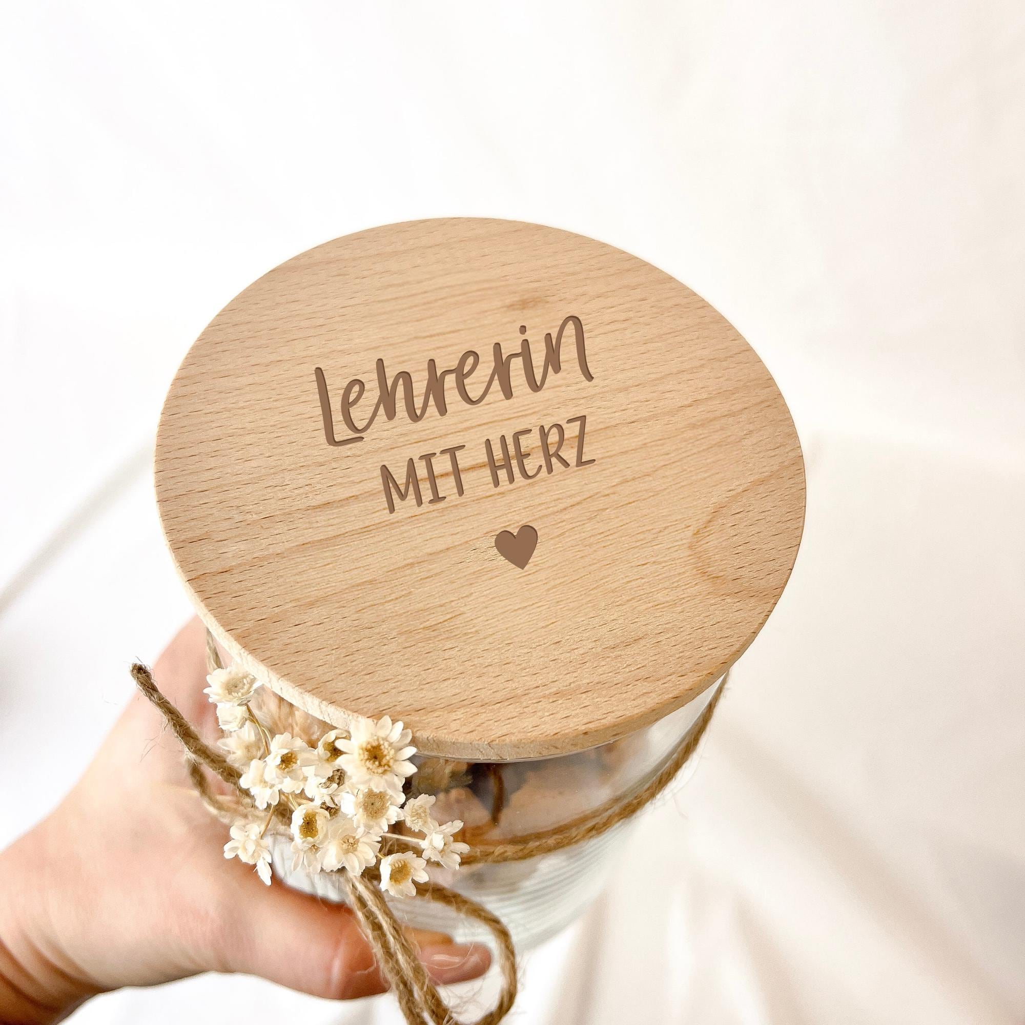 Vorratsglas · Lehrerin mit Herz + Name