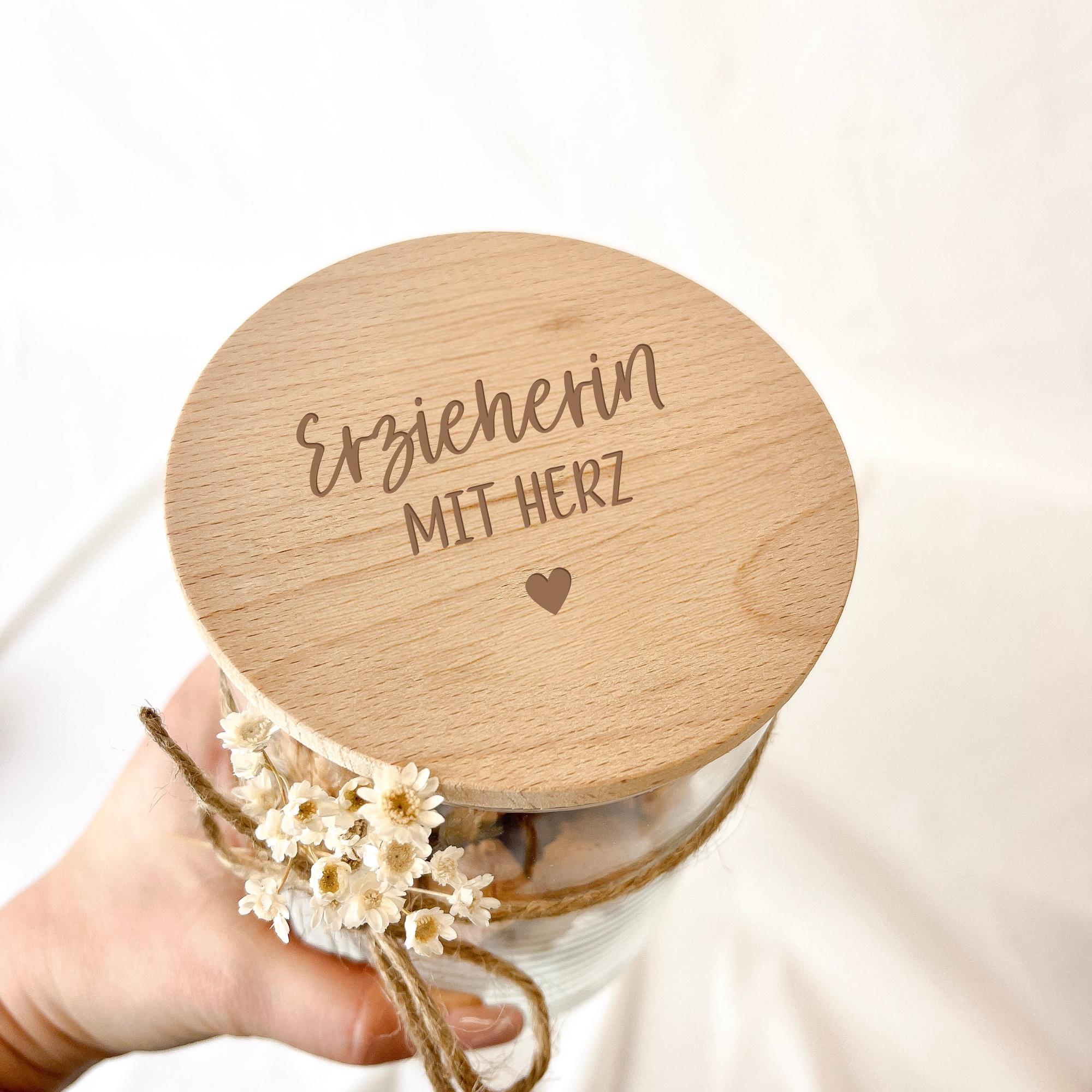 Vorratsglas · Lehrerin mit Herz + Name