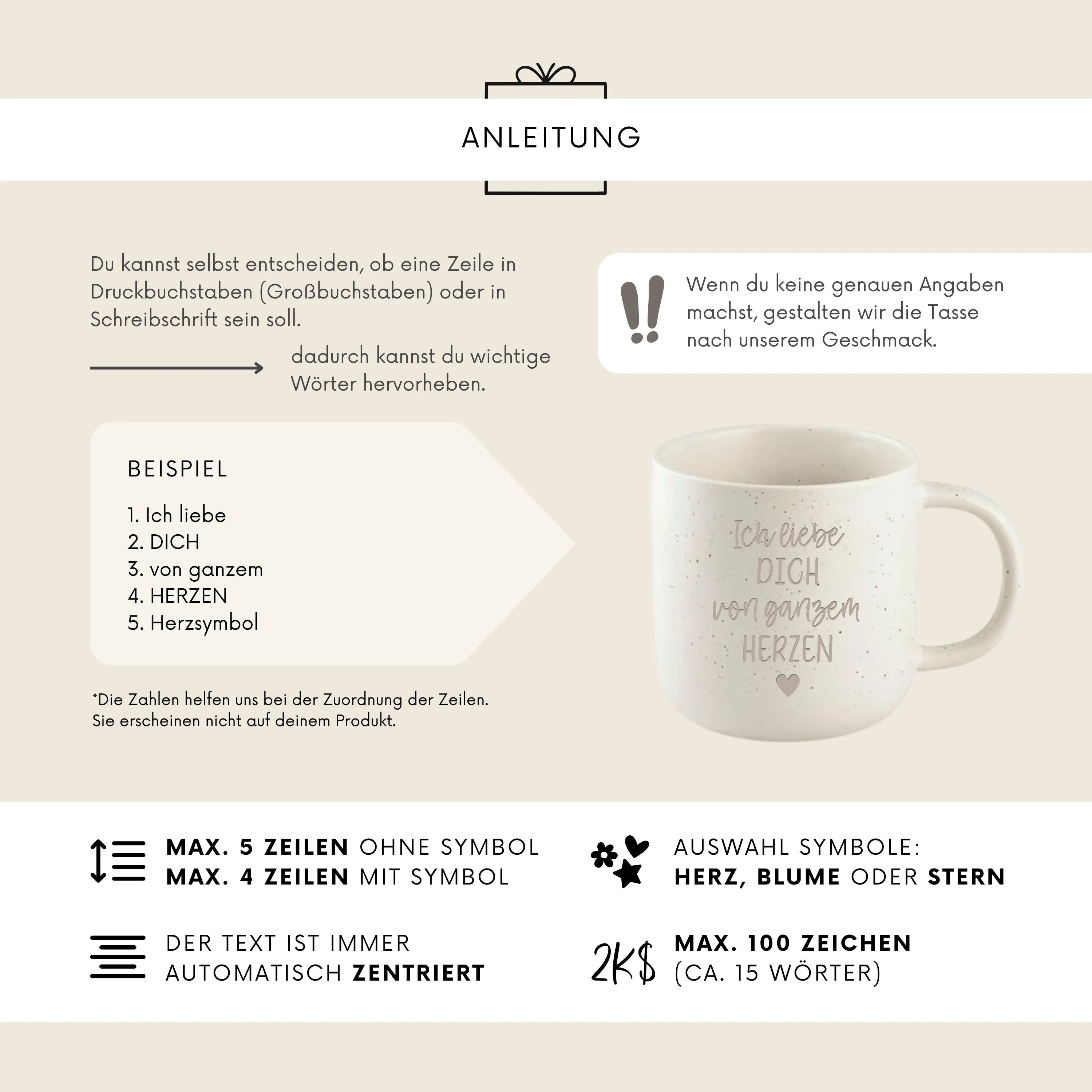 Tasse · Wunschtext (weiß)