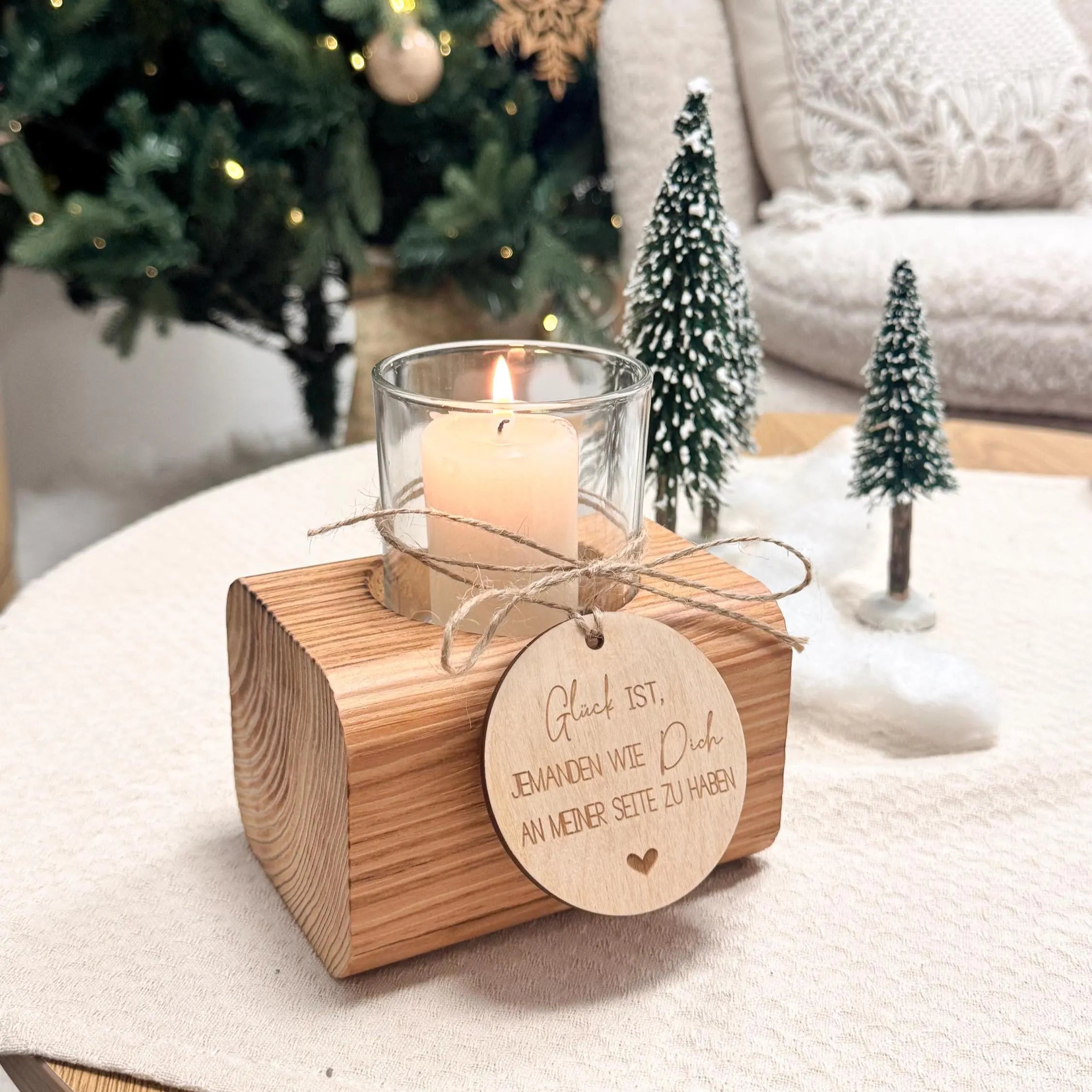 Windlicht mit Anhänger · Glück ist