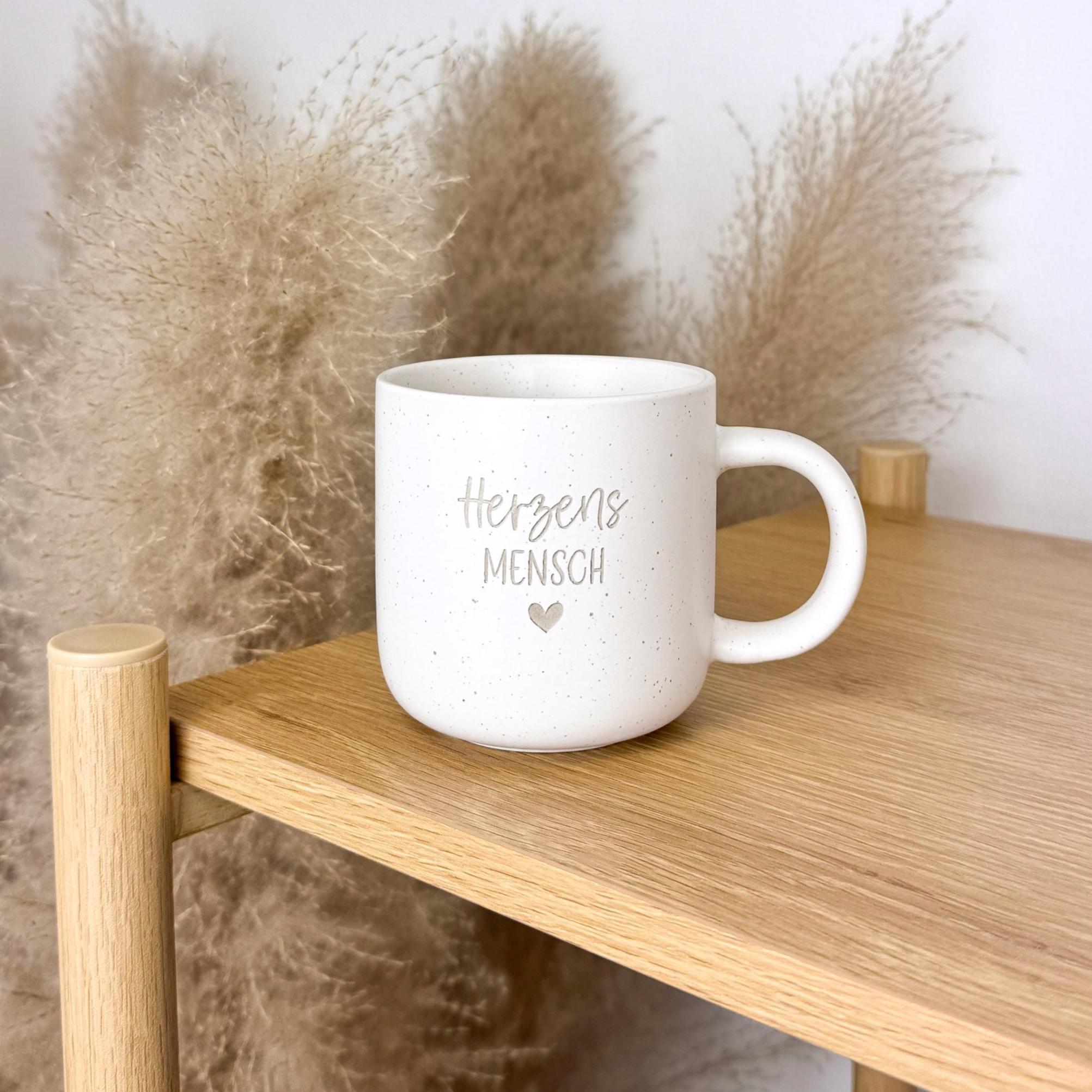 Tasse · Herzensmensch + Name (weiß)