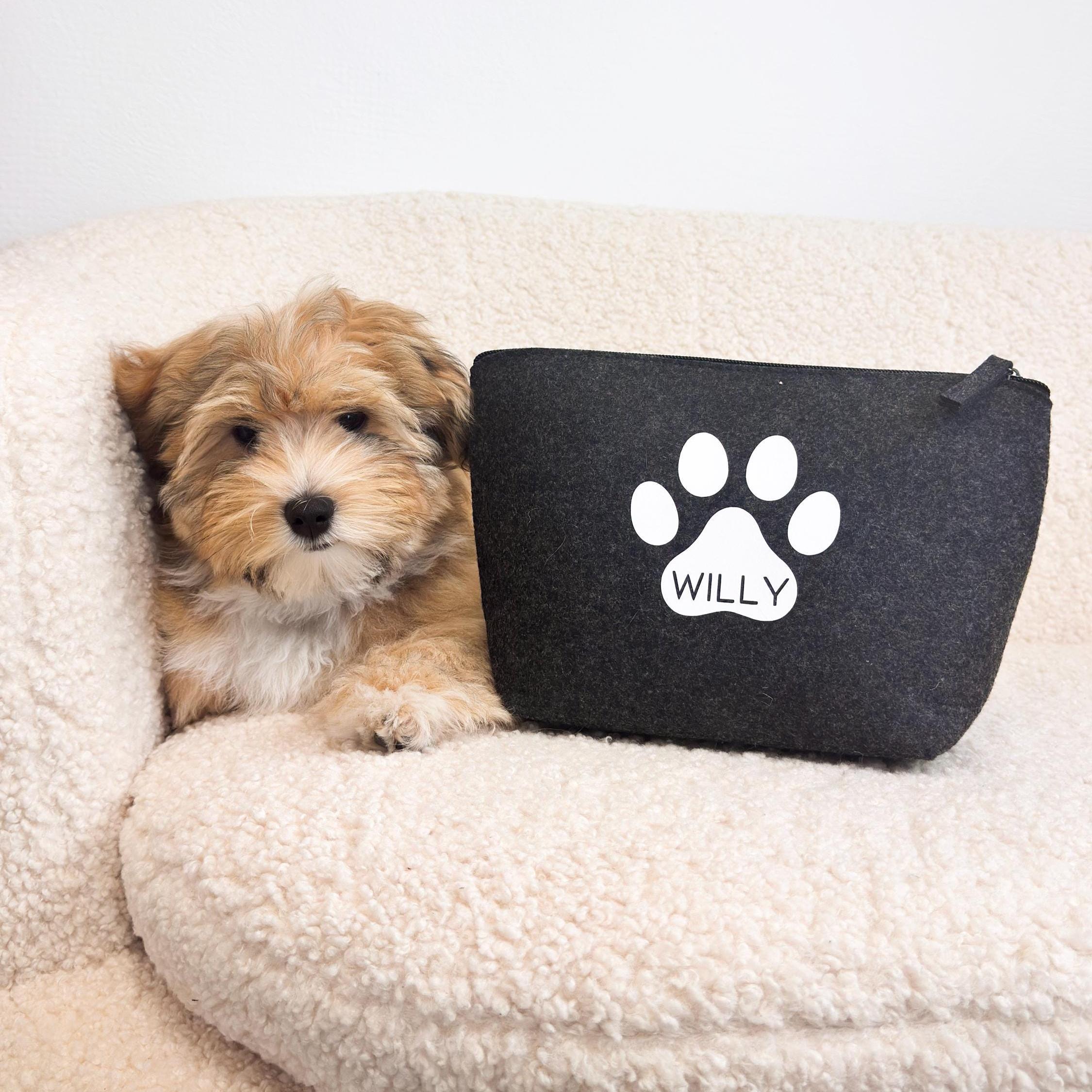 Kosmetiktasche aus Filz · Pfote + Wunschname