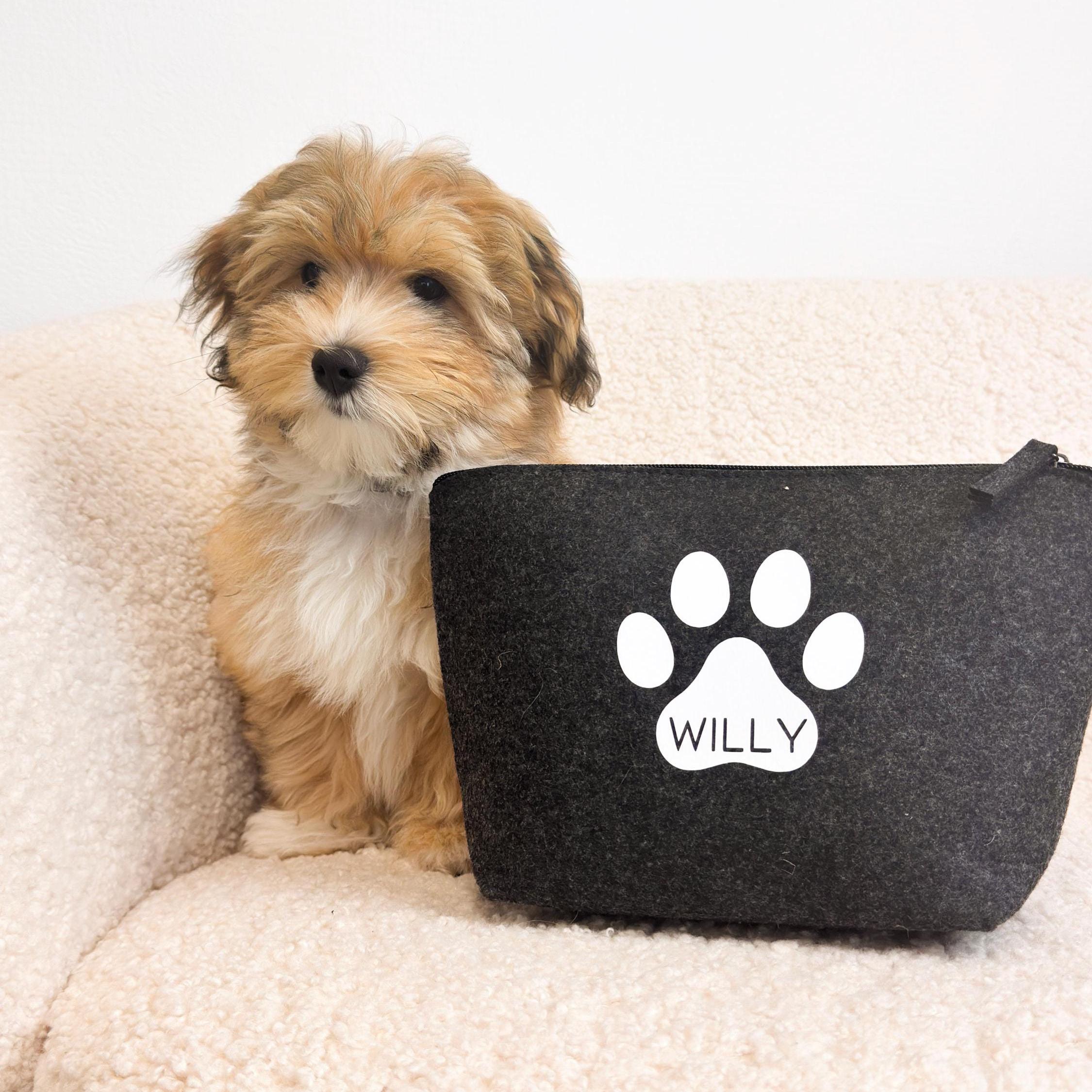 Kosmetiktasche aus Filz · Pfote + Wunschname