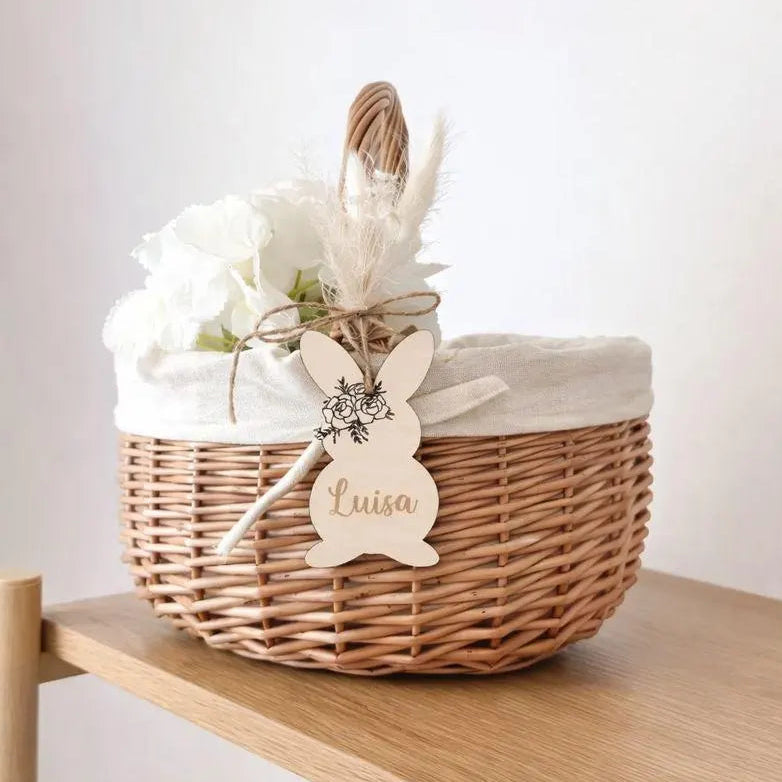 Osterkörbchen mit Hasen-Anhänger · Wunschname