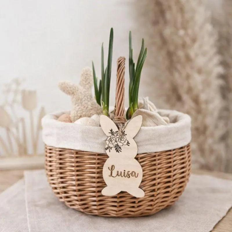 Osterkörbchen mit Hasen-Anhänger · Wunschname