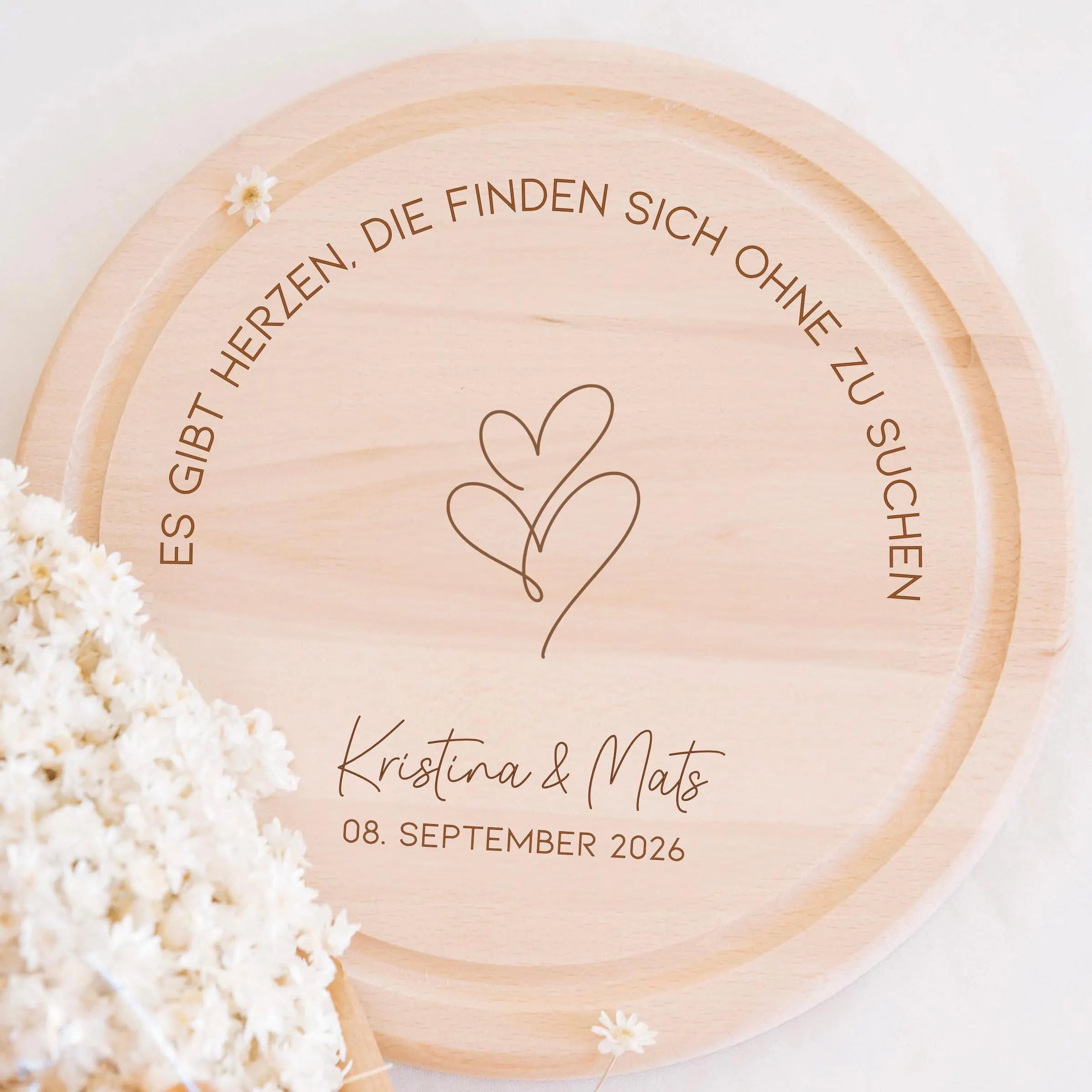 Rundes Holzbrett · Es gibt Herzen