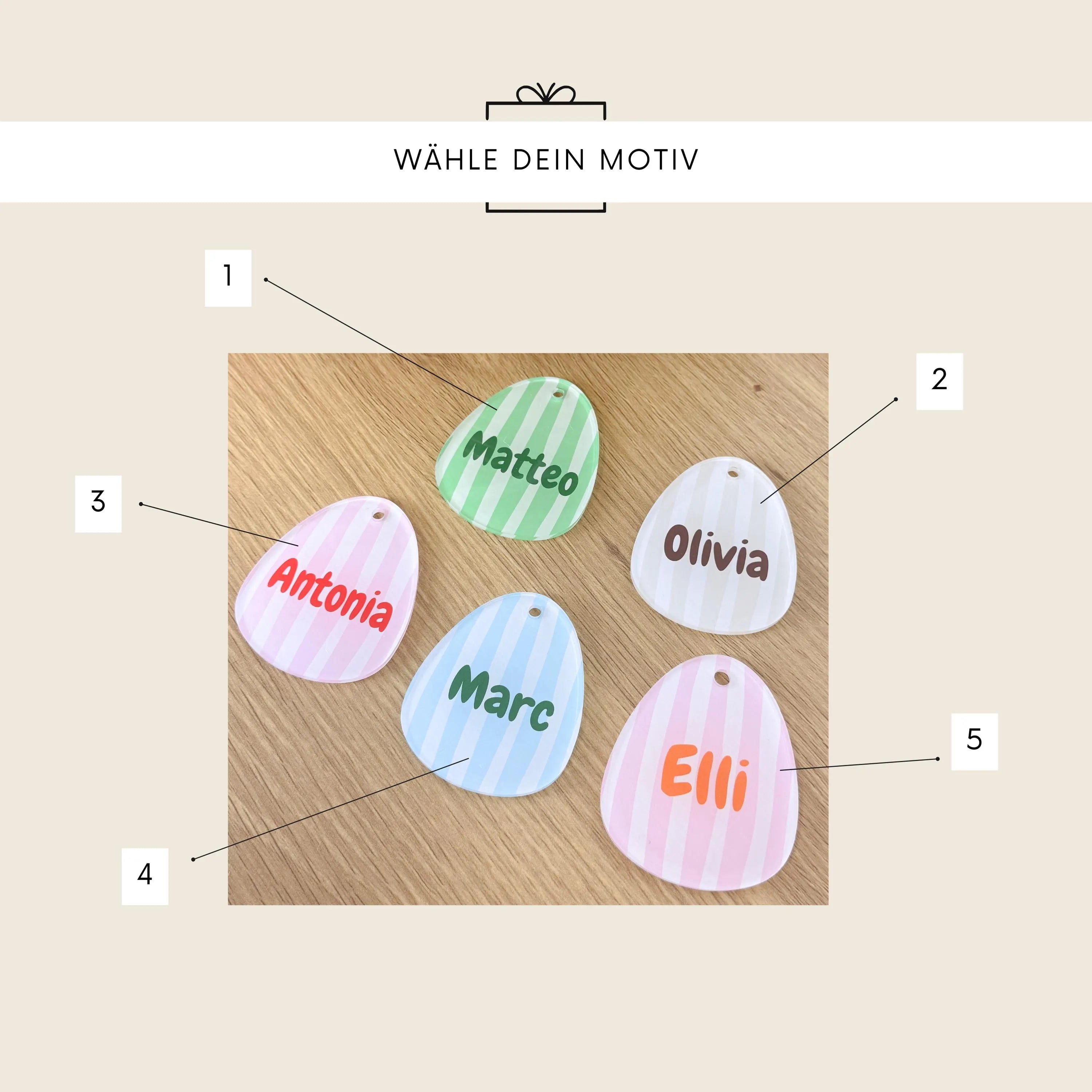 Osterkörbchen mit Osterei-Anhänger Acryl · Wunschname