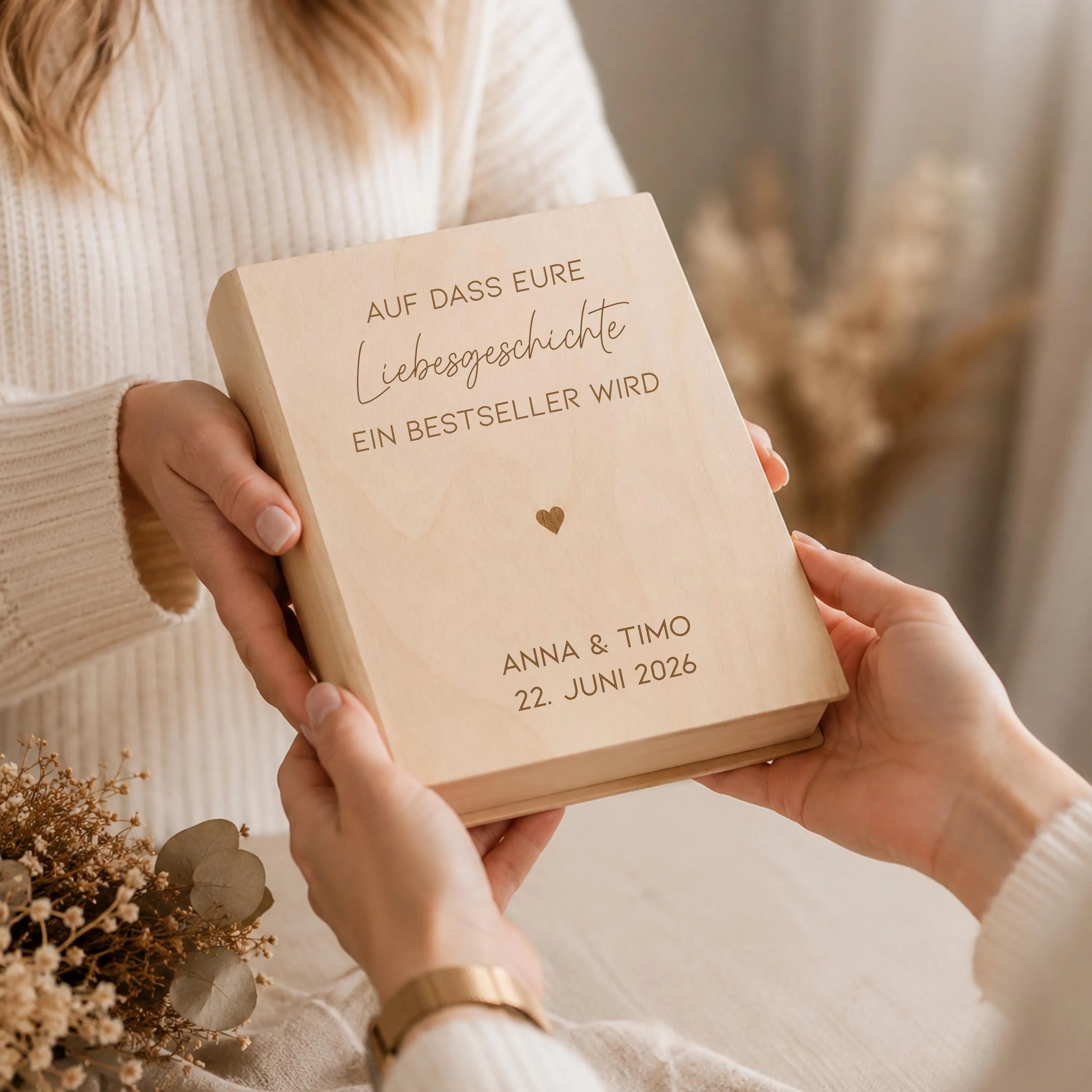 Hochzeitskiste Buch · Set mit Karte, Reagenzglas & Lesezeichen