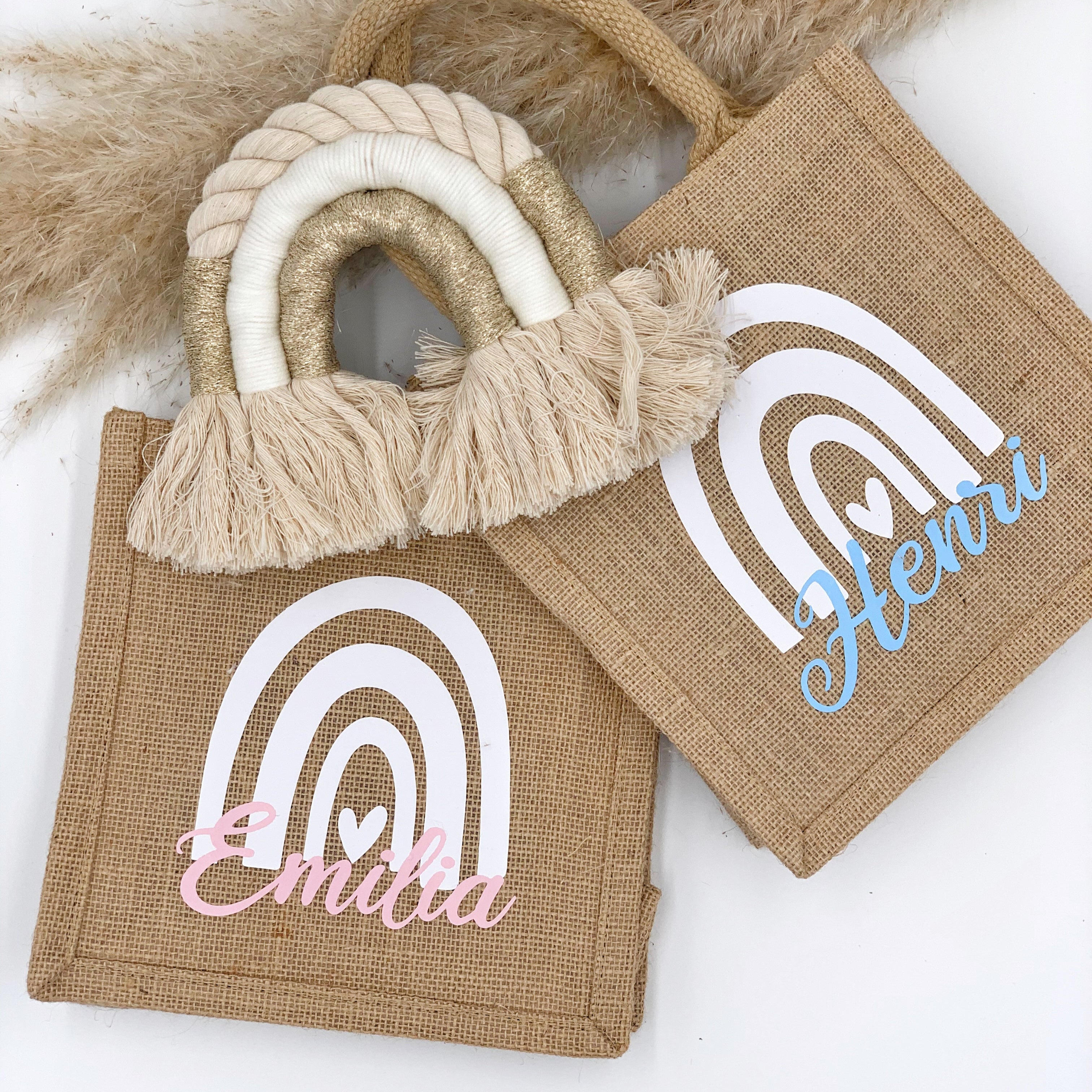 Jute Tasche · Regenbogen mit Name