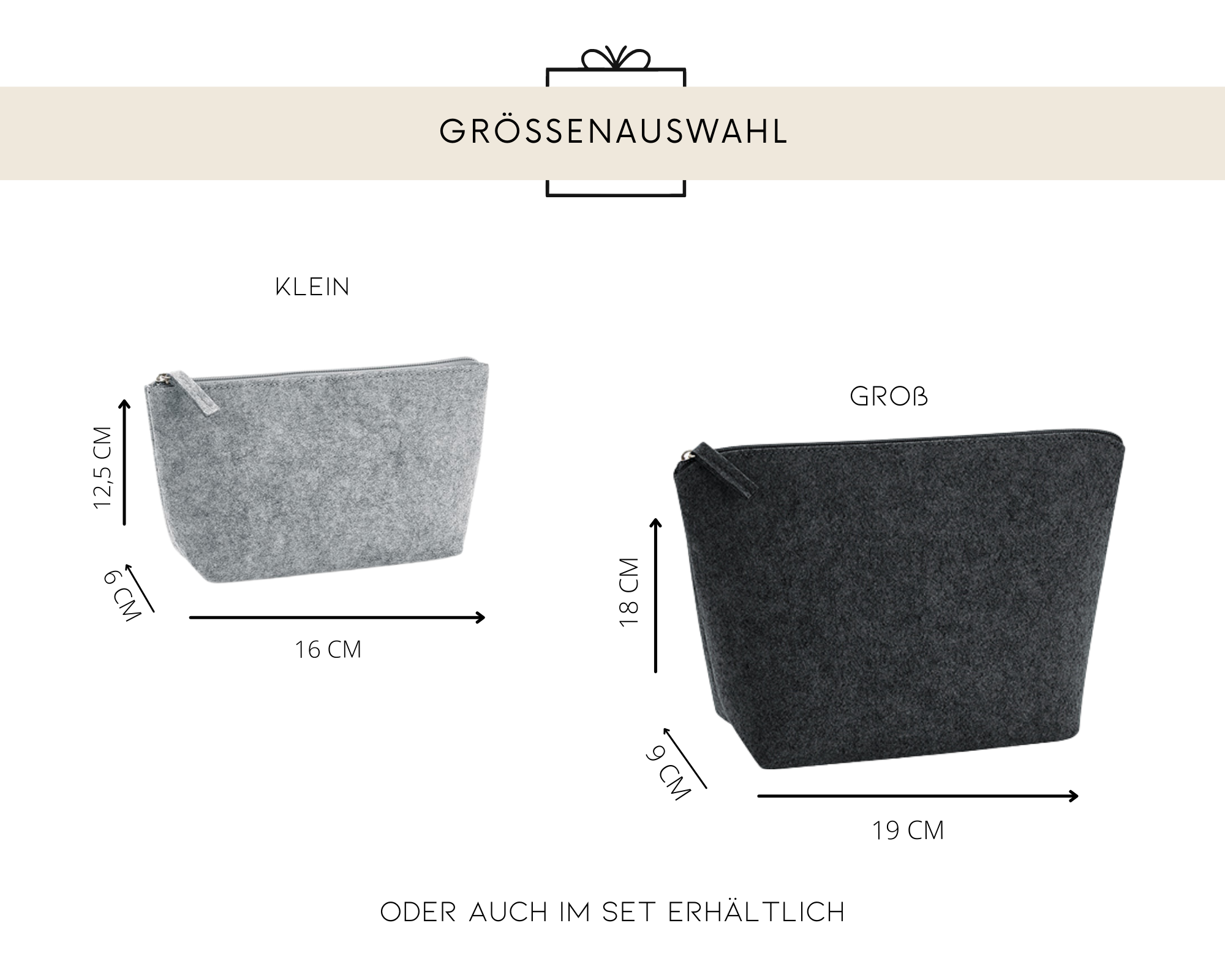 Kosmetiktasche · Filz mit Initial