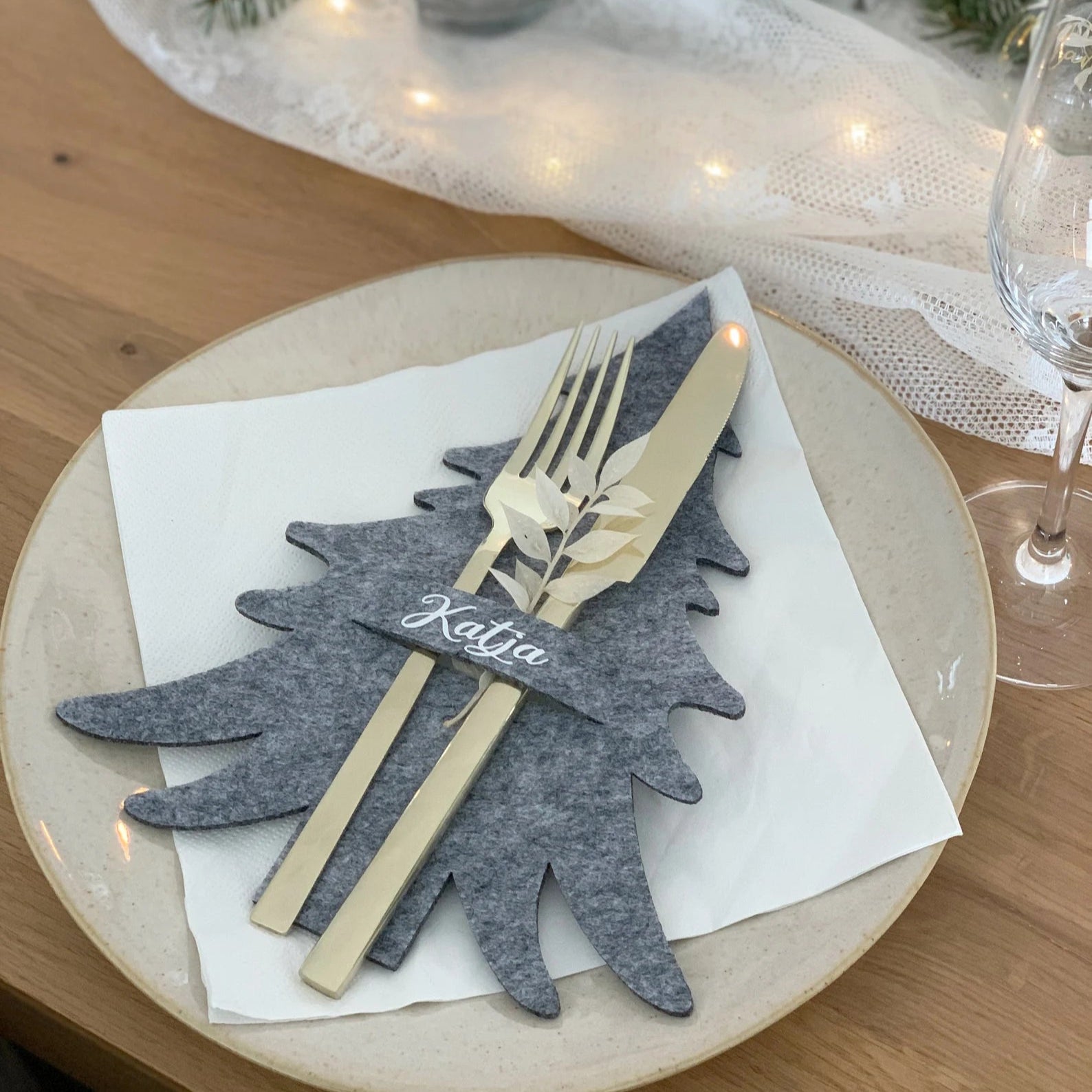 Bestecktasche Tannenbaum | Personalisiert