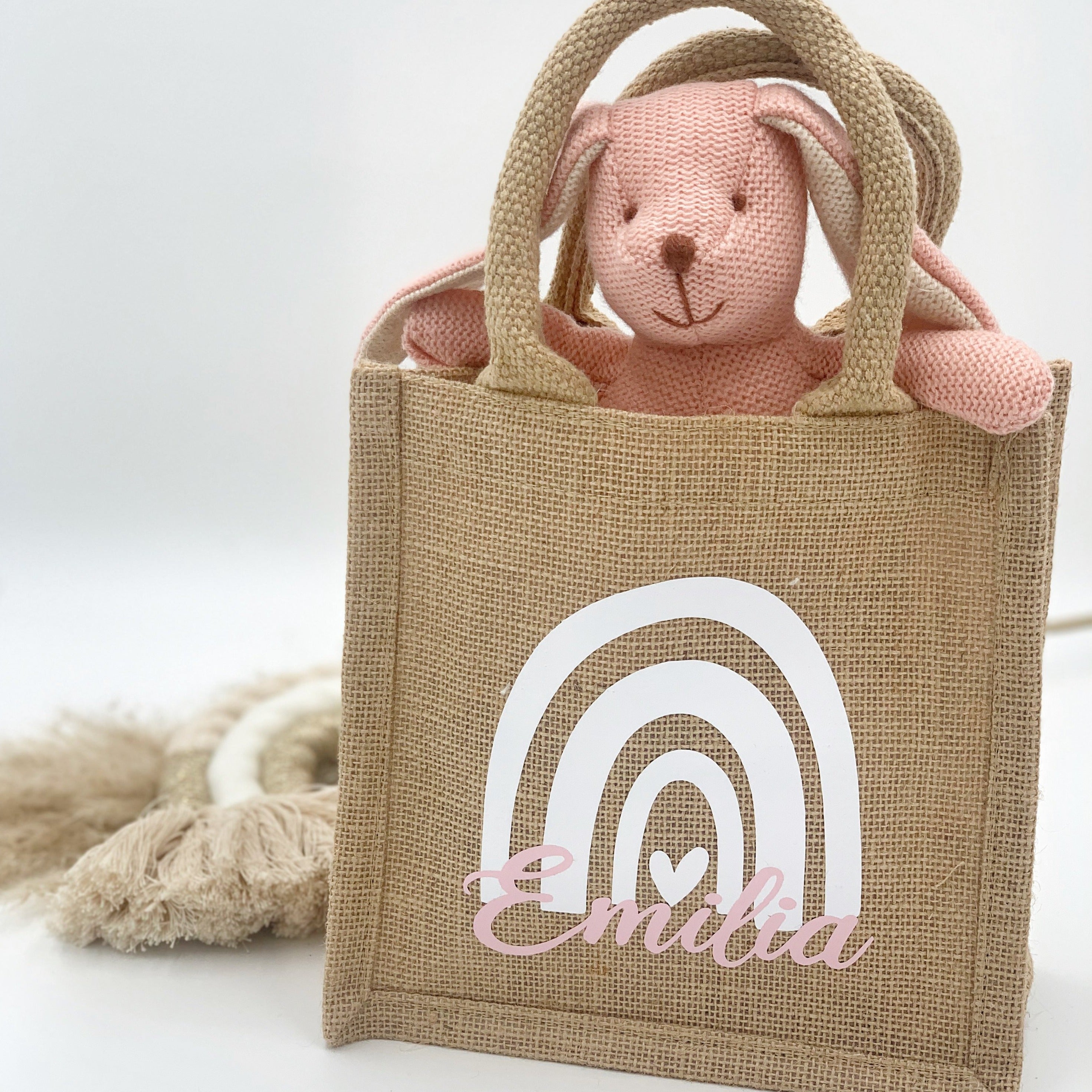 Jute Tasche · Regenbogen mit Name