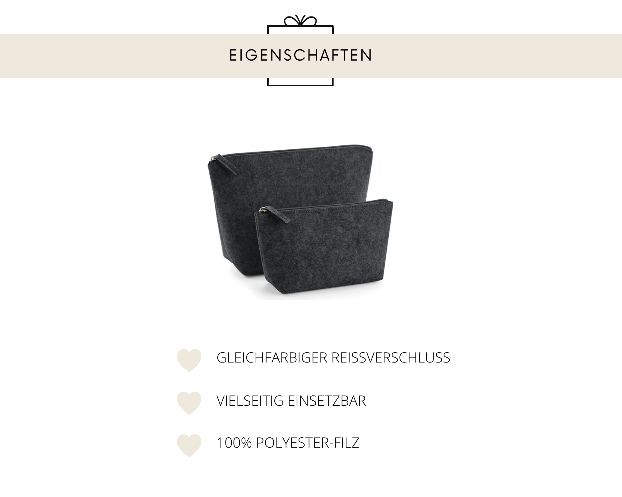 Kosmetiktasche · Filz mit Initial