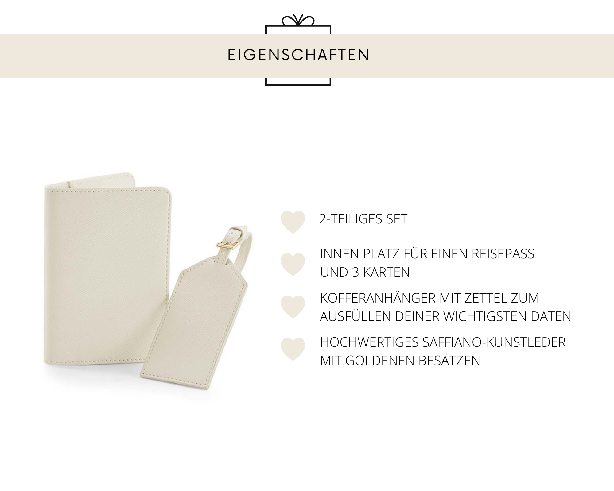 Set Reisepasshülle mit Kofferanhänger (personalisiert)