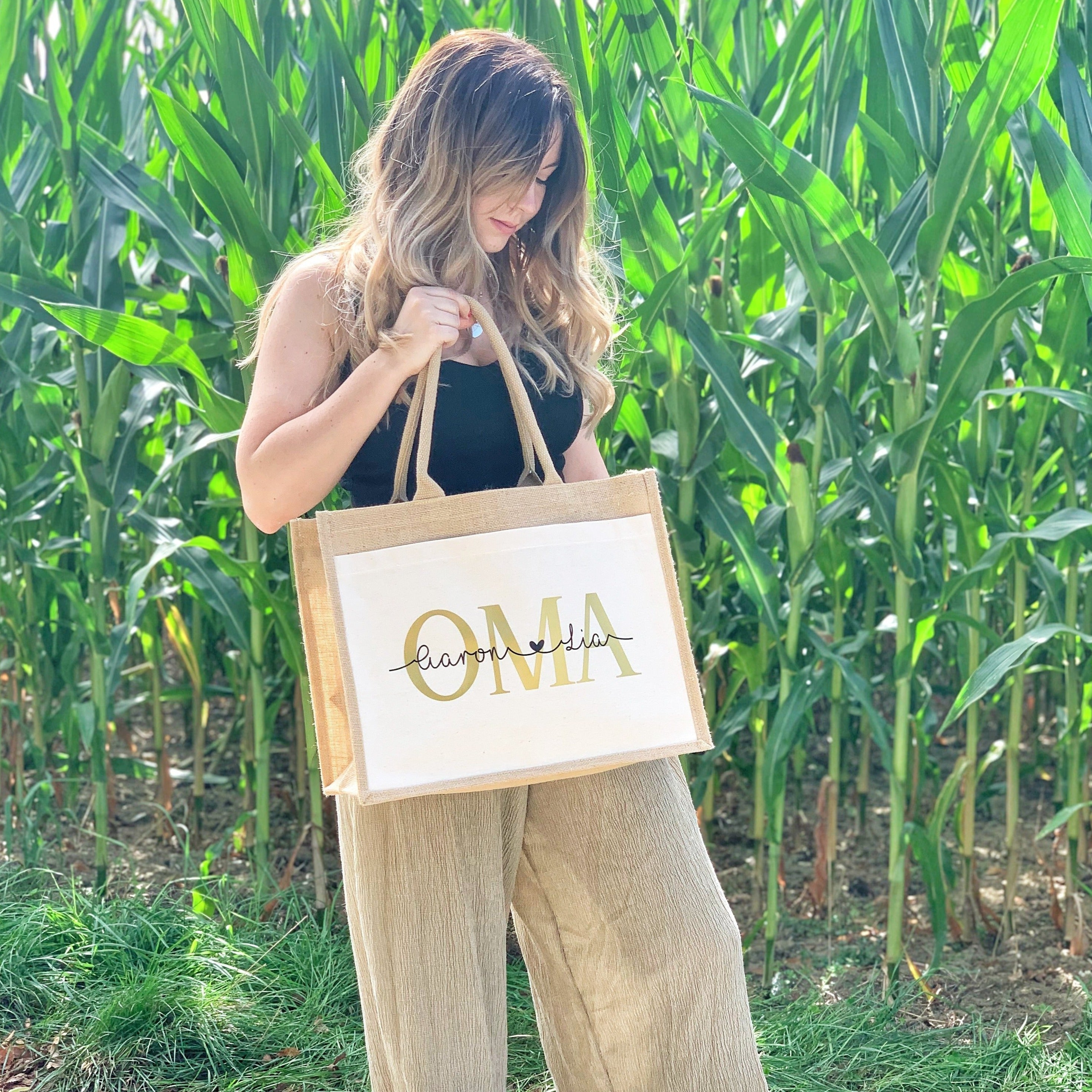 Jute Tasche · OMA mit Namen (Gold)