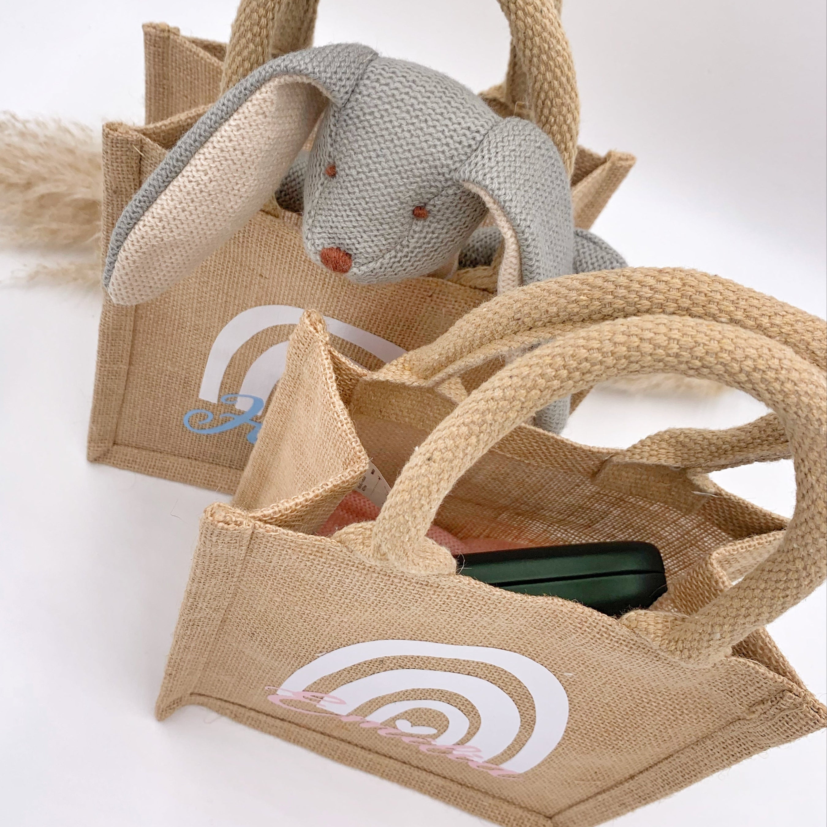 Jute Tasche · Regenbogen mit Name