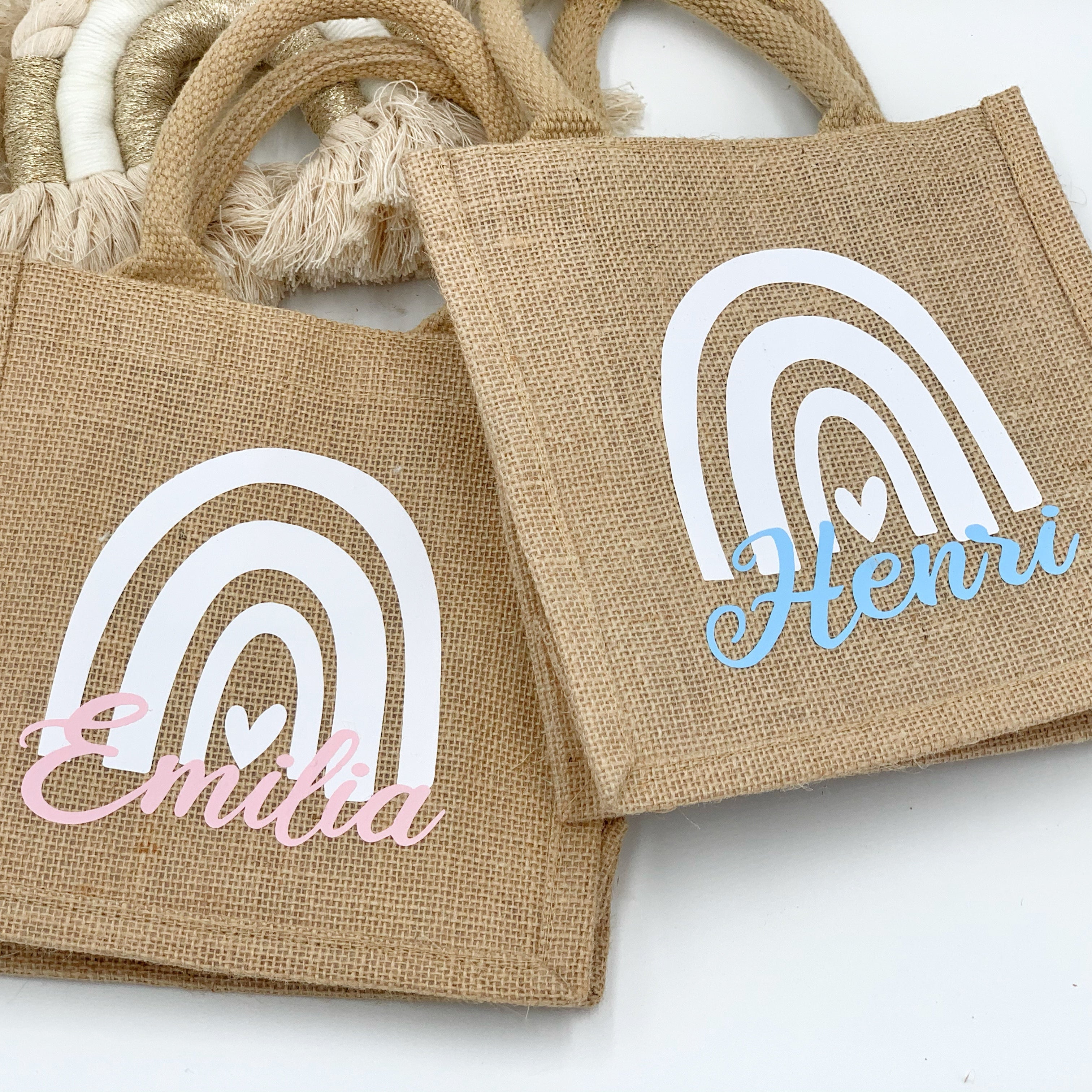 Jute Tasche · Regenbogen mit Name
