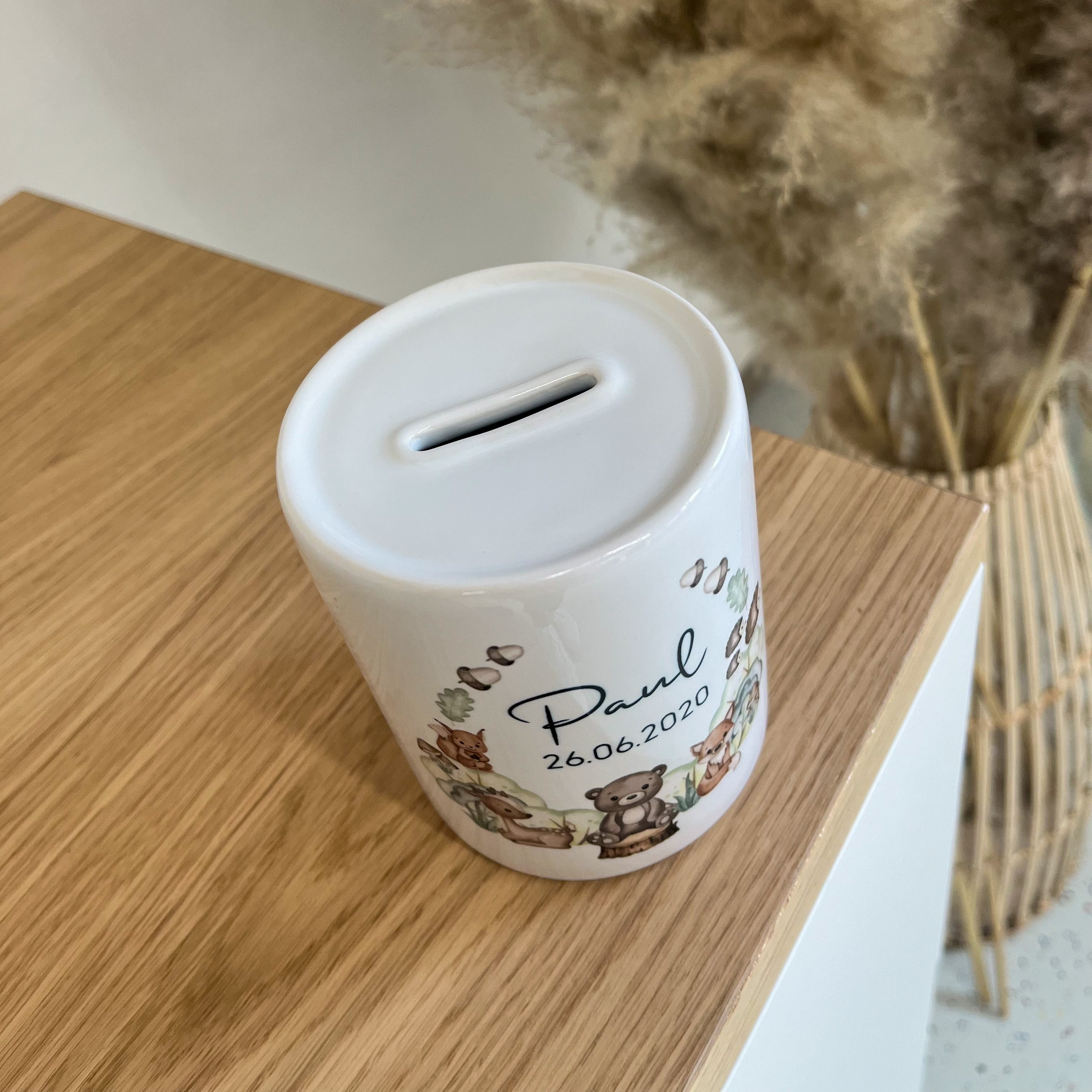 Spardose mit Waldtieren