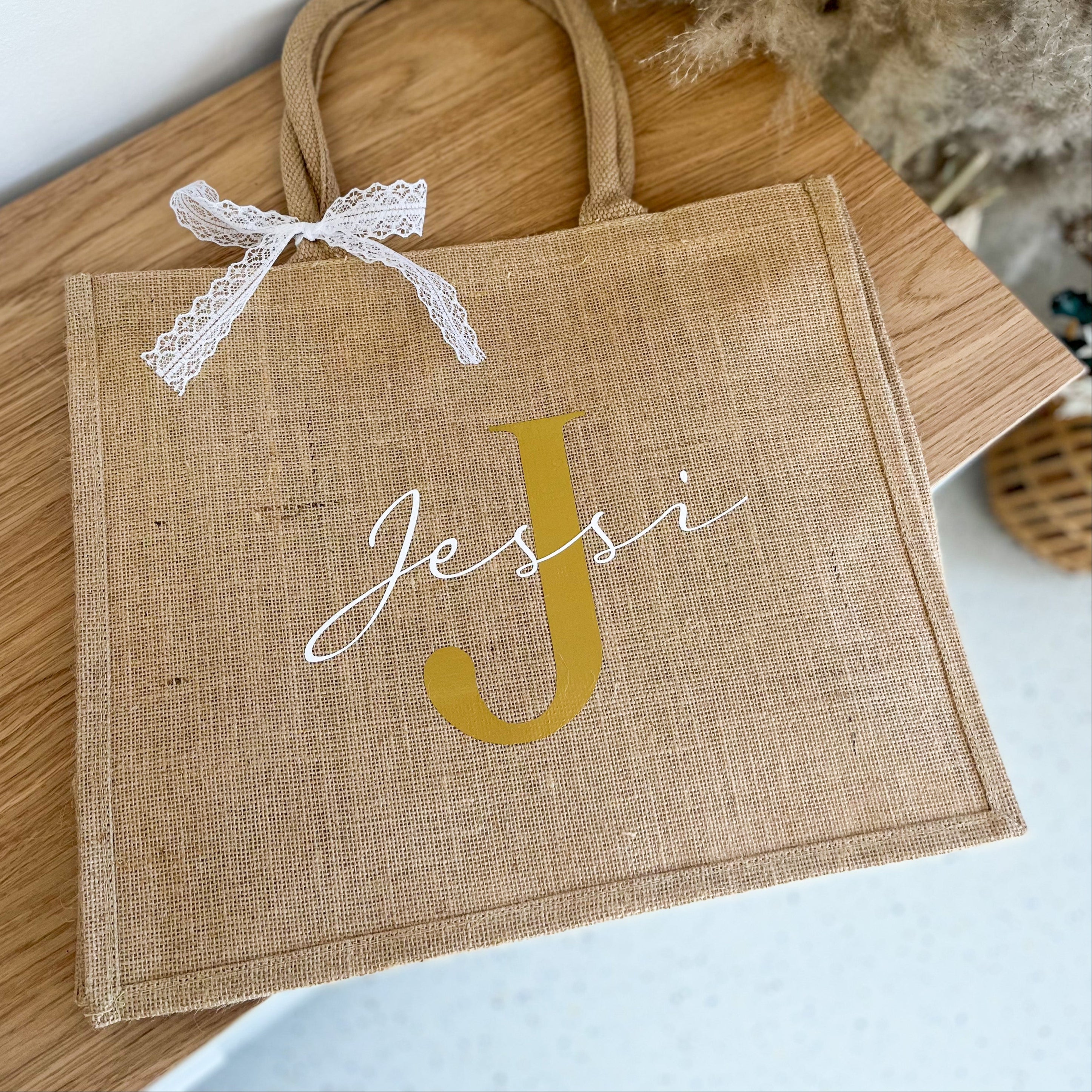 Jute Tasche · Initial Gold