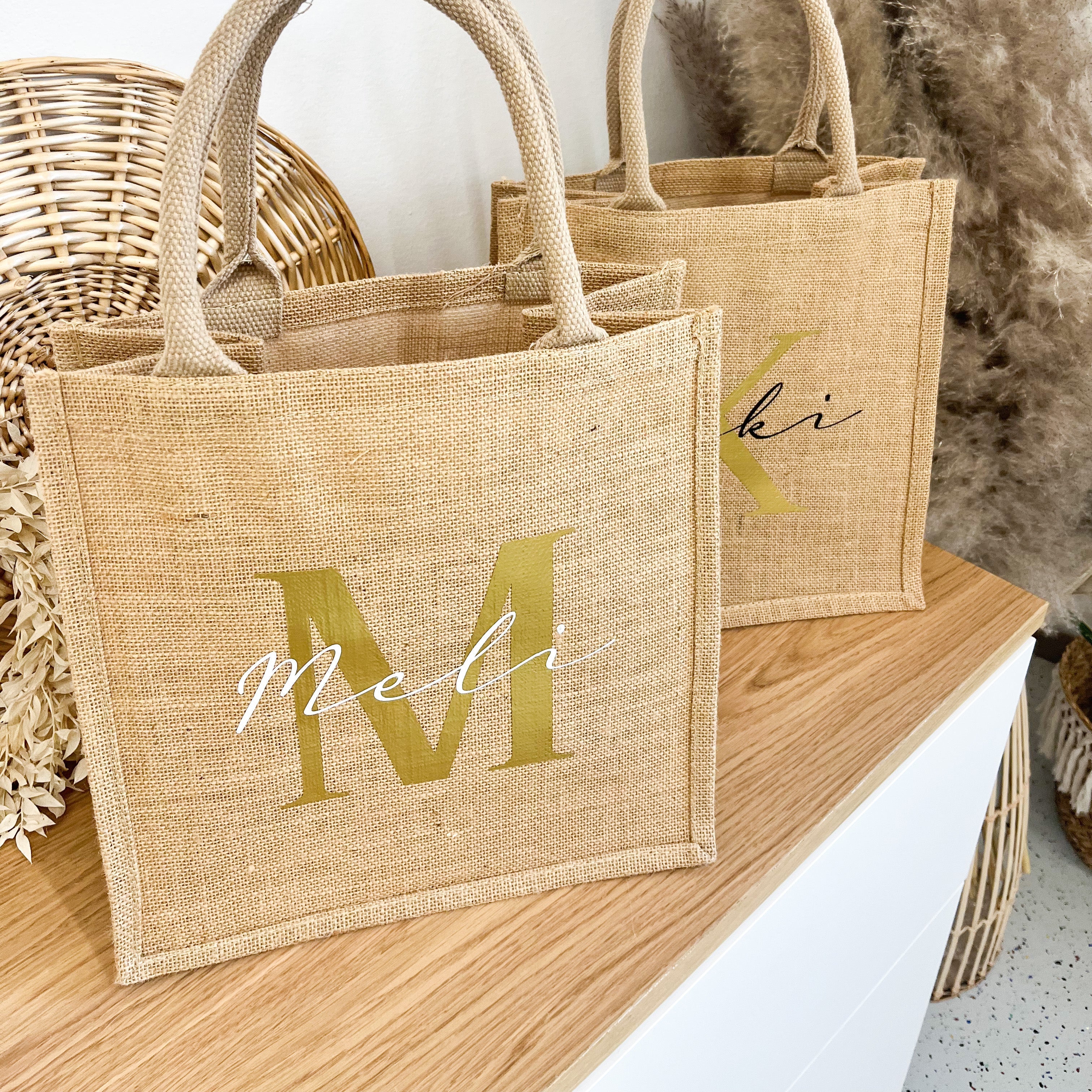 Jute Tasche · Initial Gold