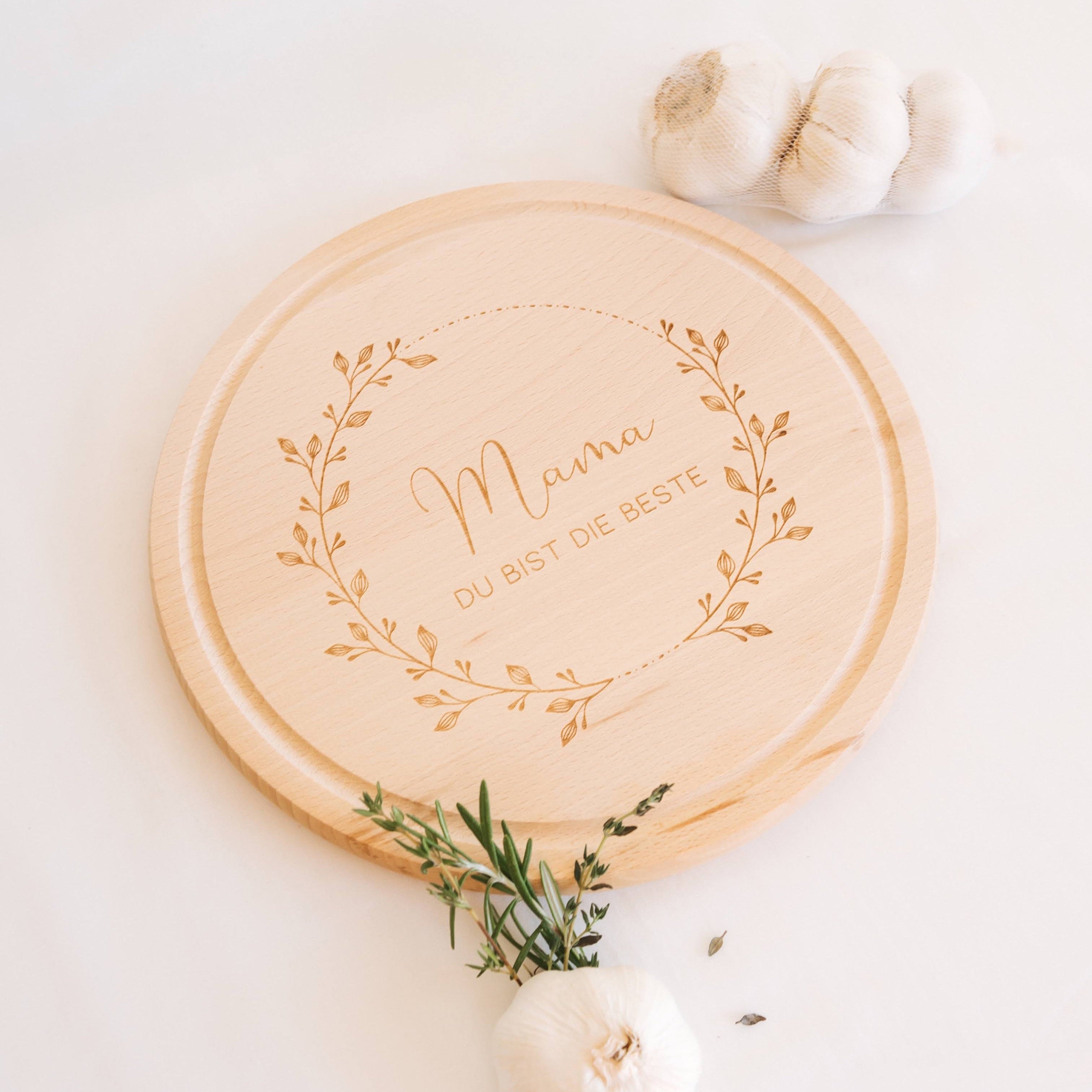Rundes Holzbrett · Mama