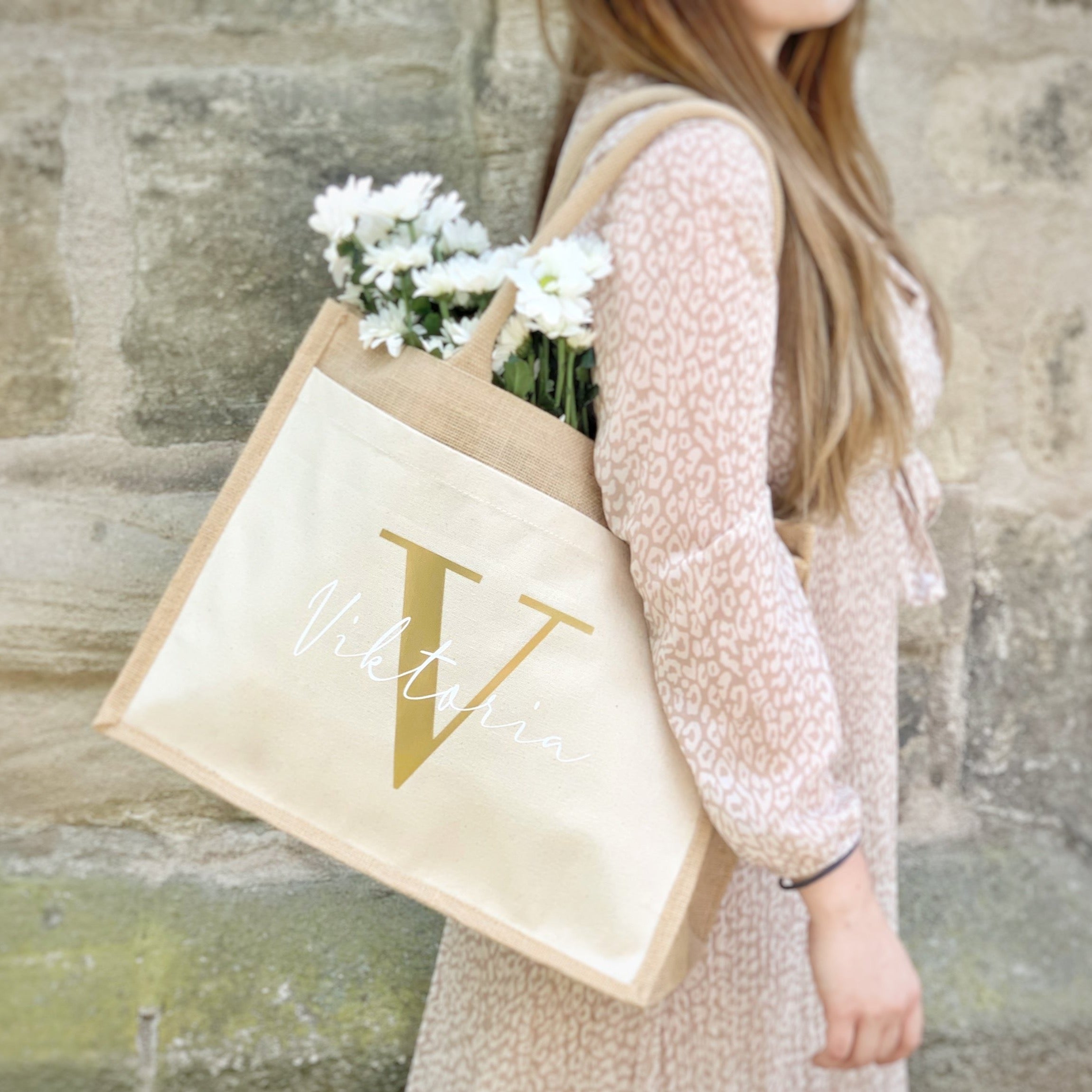 Jute Tasche · Initial und Name
