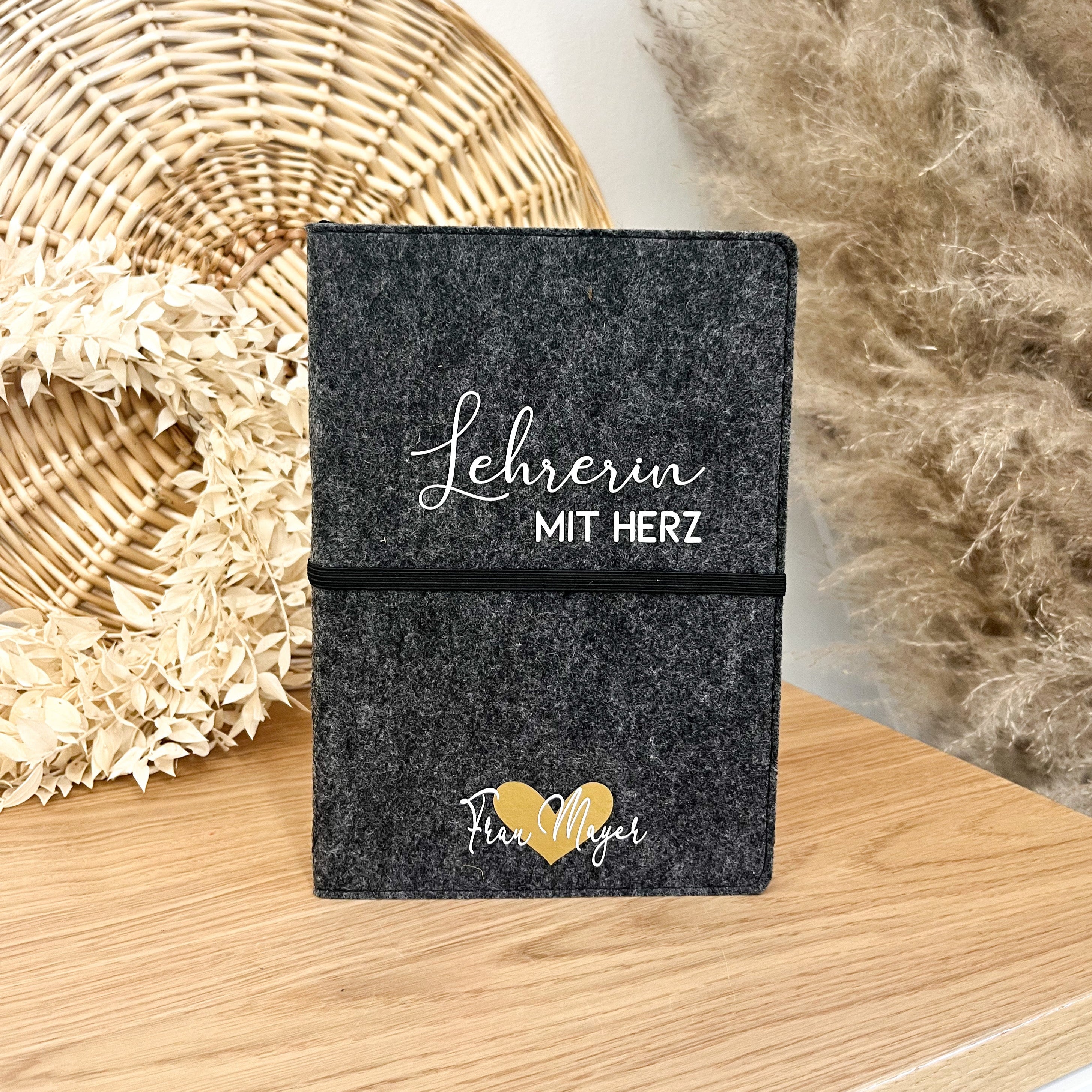Filz-Notizbuch A5 "Lehrerin mit Herz"