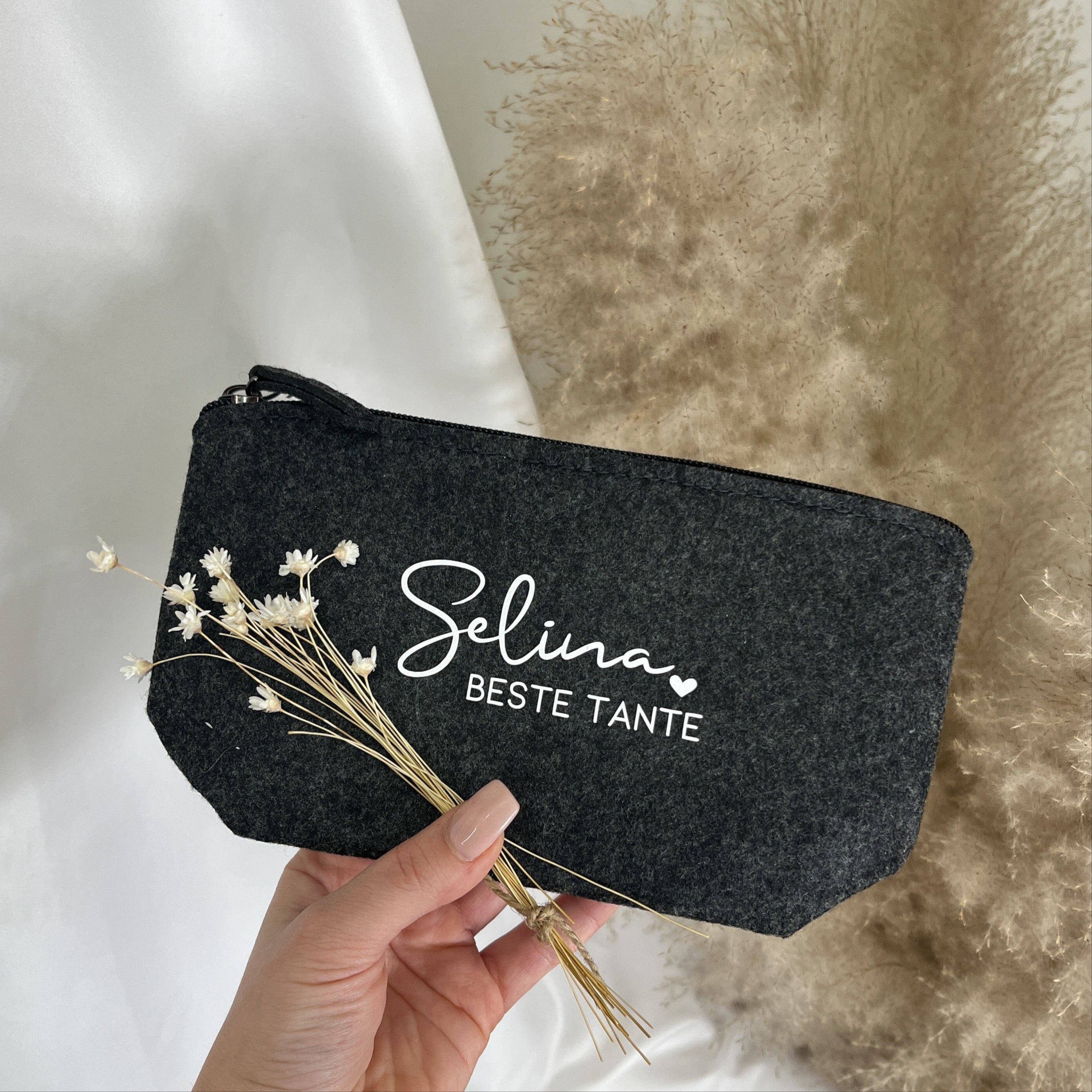 Kosmetiktasche aus Filz mit Wunschtext