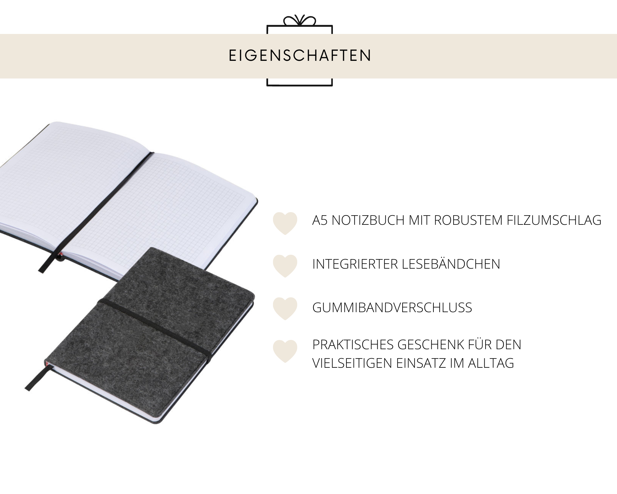 Filz-Notizbuch A5 "Lehrerin mit Herz"