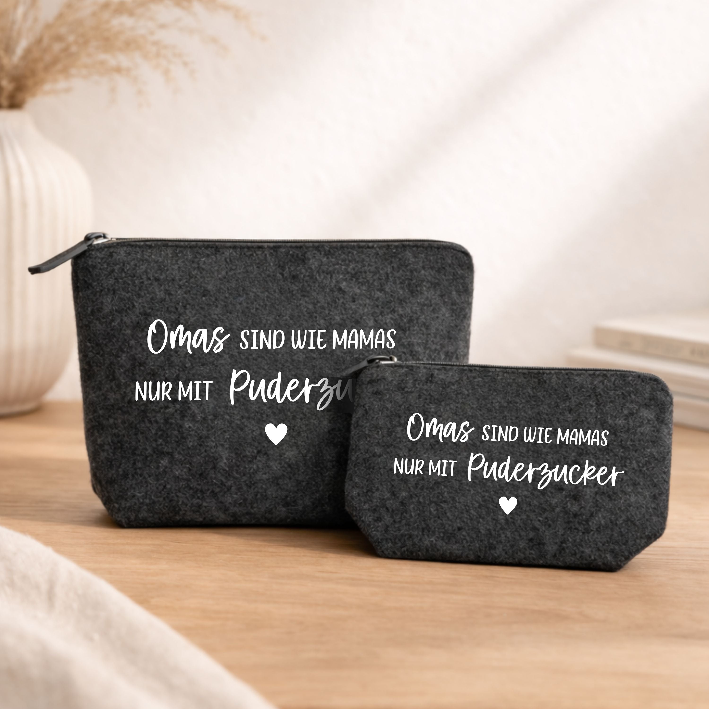 Filztaschen Set · Omas sind wie Mamas nur mit Puderzucker