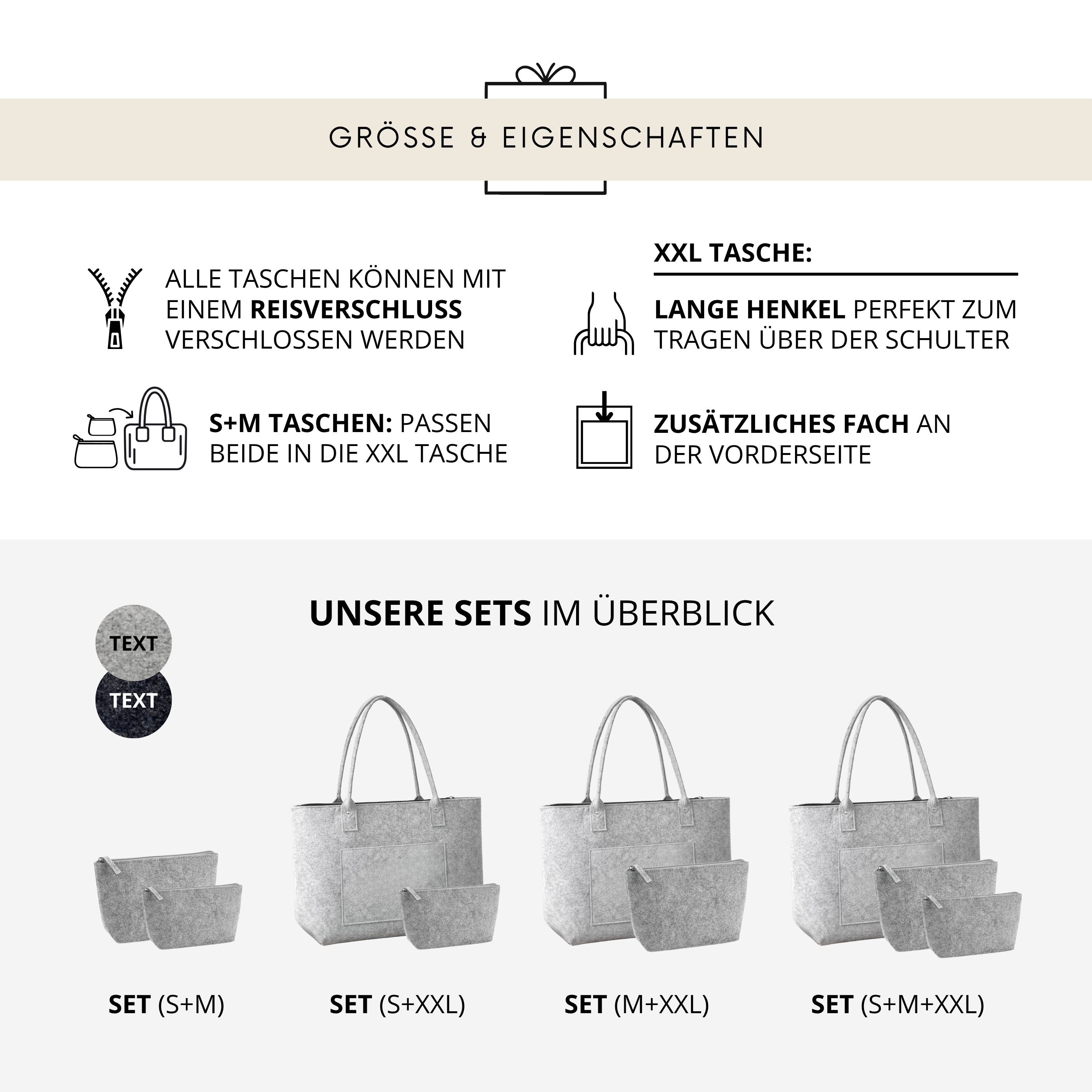 Filztaschen Set · Omas sind wie Mamas nur mit Puderzucker